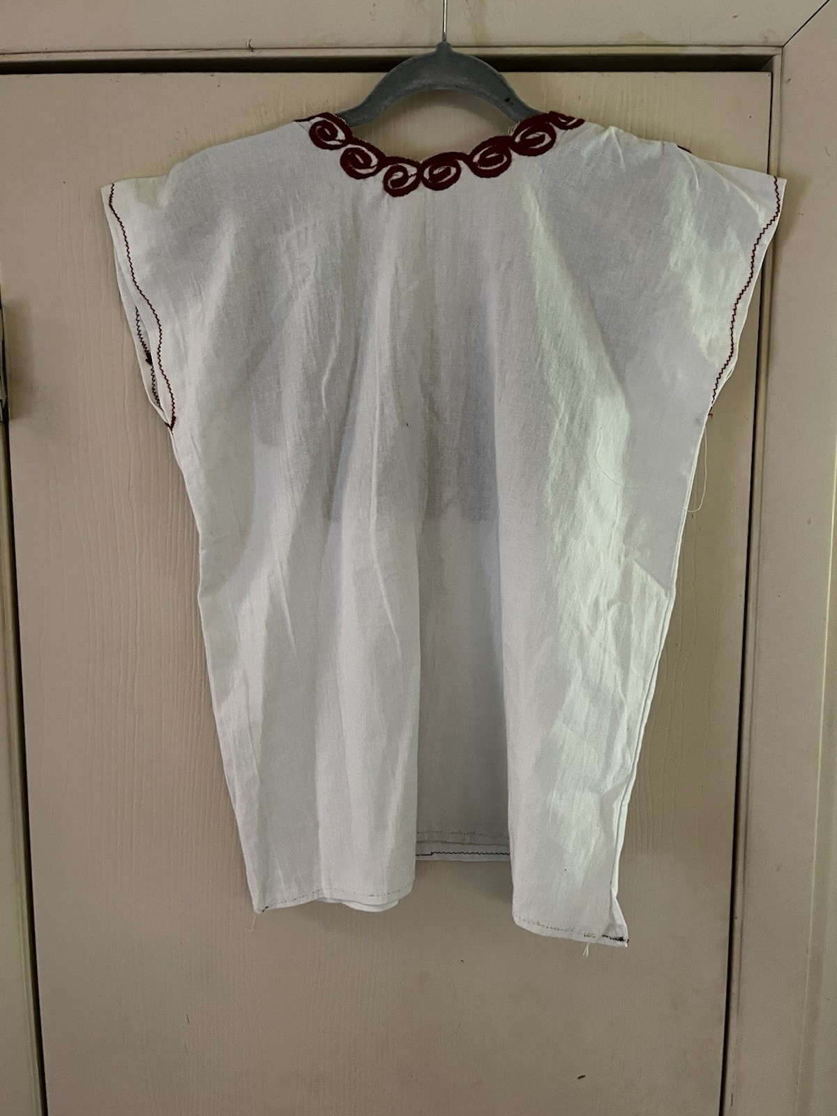 VTG 70s Handmade Mexican Oaxaca Boho Festival Embroidered Hippie Cotton Tunic S