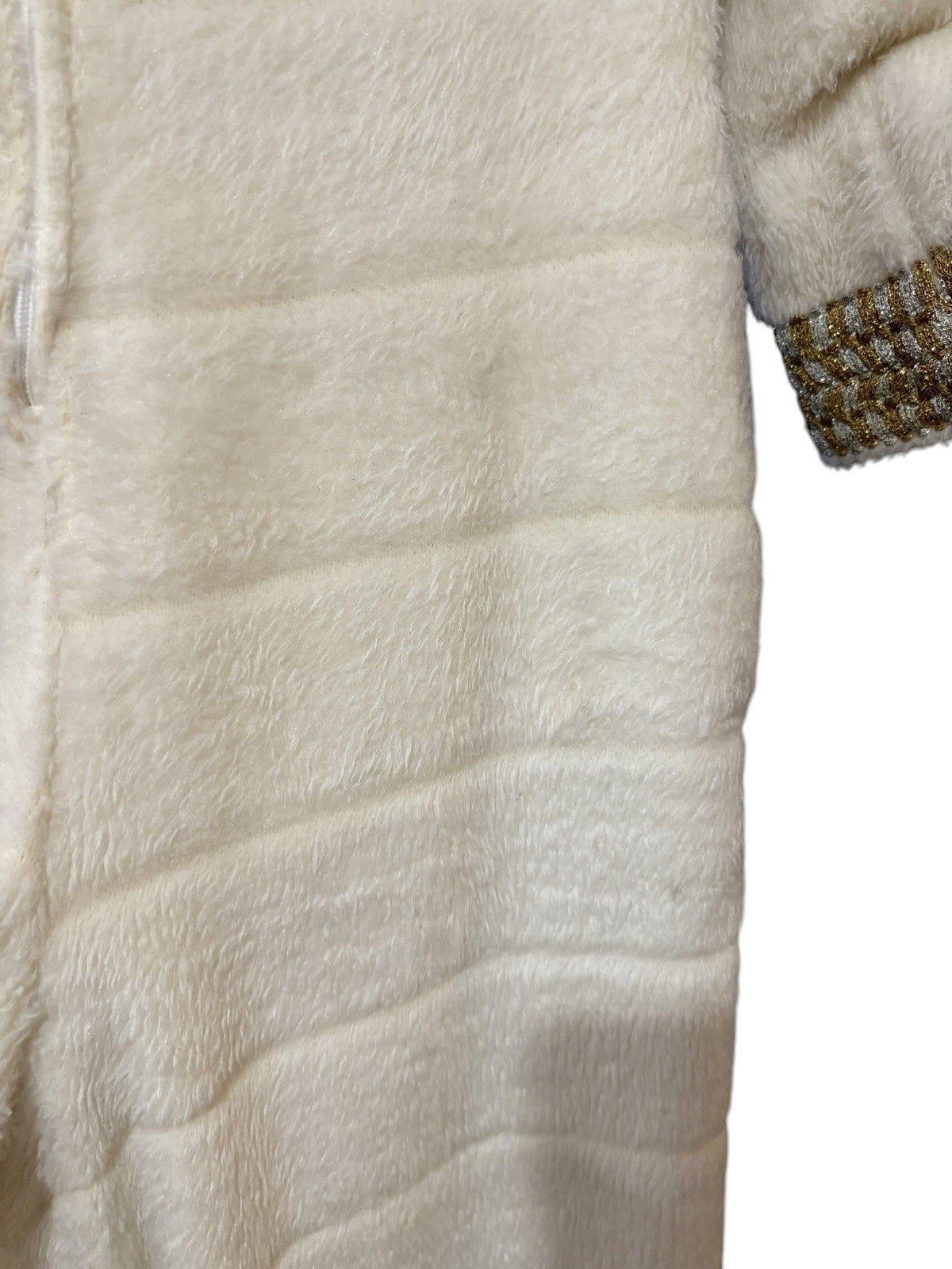 1960s vintage white faux fur and gold/ silver jumpsuit MOD GO-GO/ New Years Eve