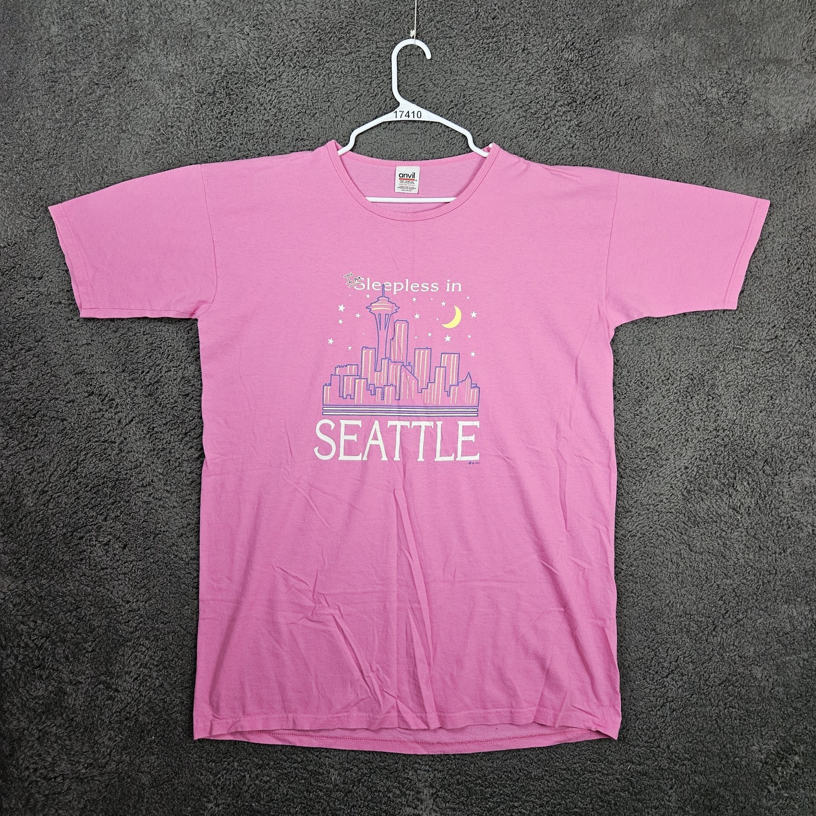 VTG Sleepless in Seattle Movie Pink Promo One Size Sleep Shirt Made in USA