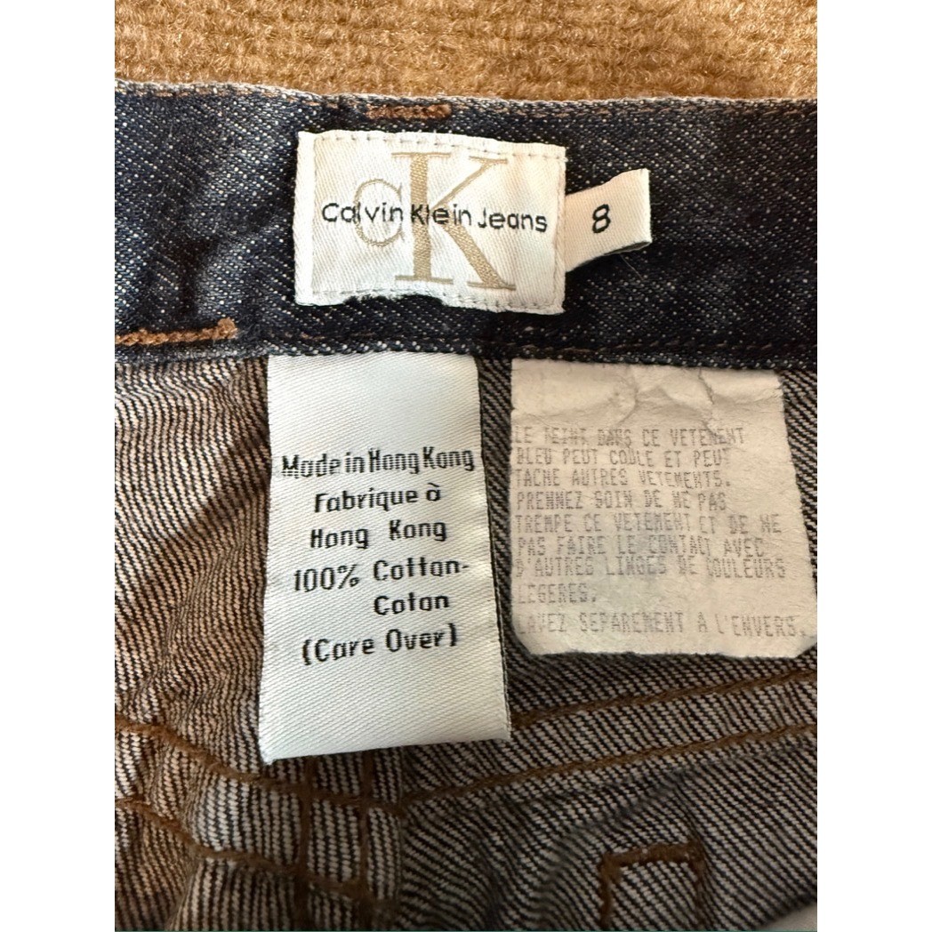 Vintage Calvin Klein Selvedge Jeans Women’s Size 8 Dark Wash Cuffed Crop Cotton