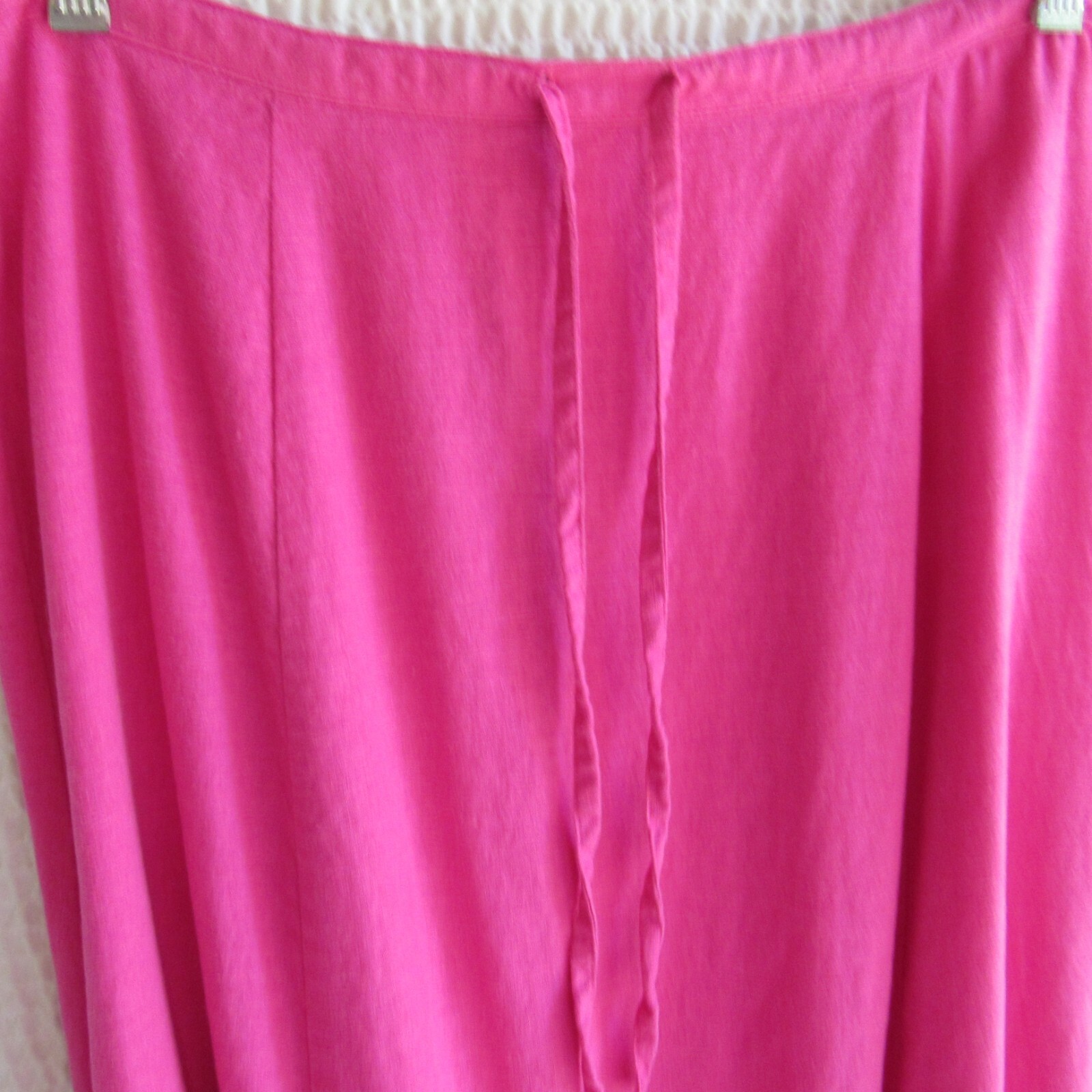 Hot Solid Pink Skirt M Linen Swing Aline Zip Up Back Waist 32 Midi Lino Vintage