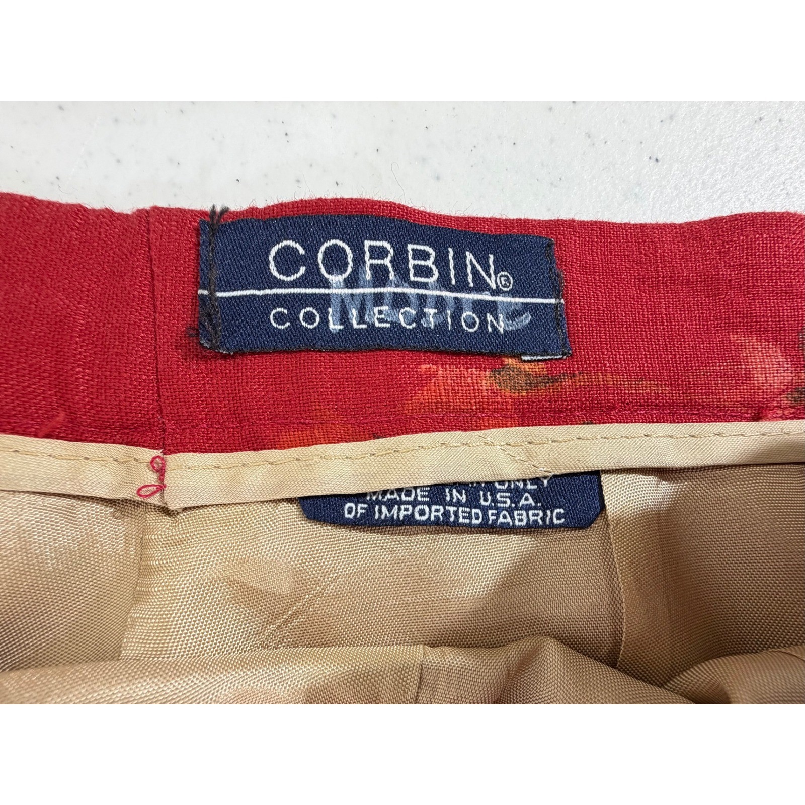 Corbin Collection Maxi Skirt 27×40 Dark Red Floral Vintage 90s Cottage Romantic