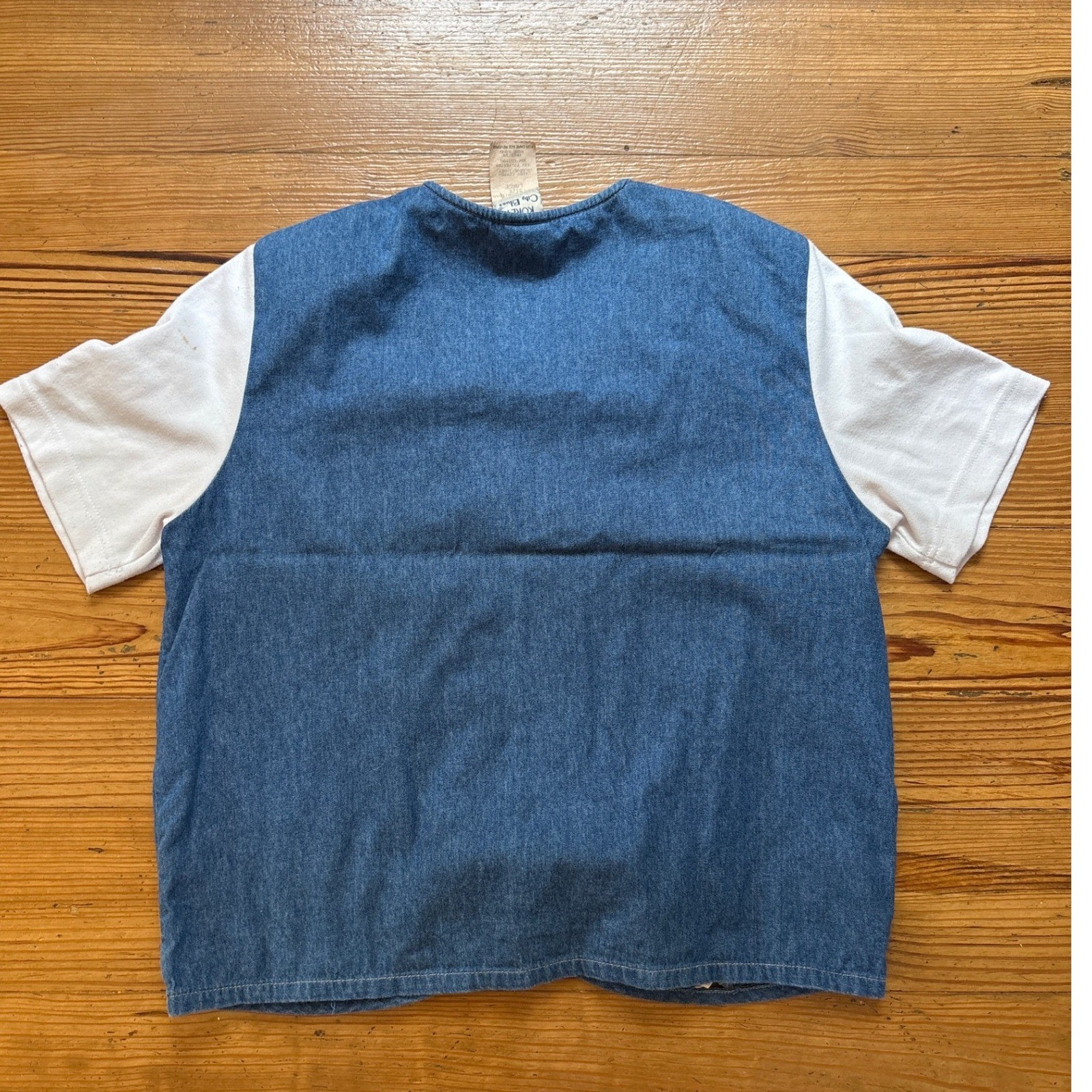 Koret City Blues Denim Vest Tee Womens Blue Yo-Yo Rosette SIZE Large