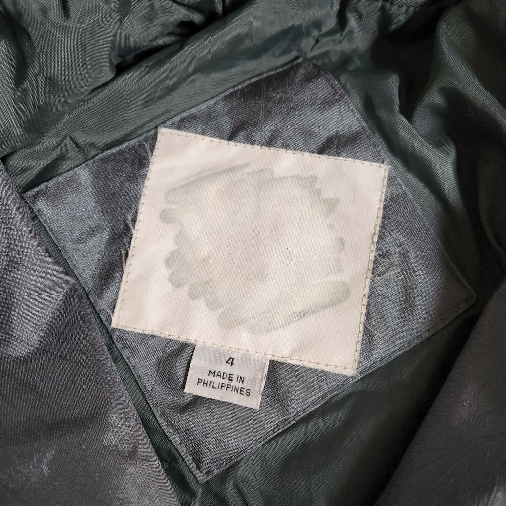 Vintage Fleet Street Green Rain Trench Jacket Size 4 Lined Double Breasted Flap