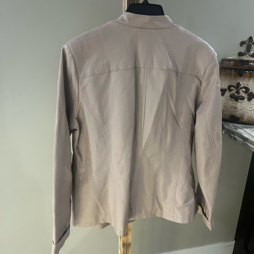Dennis Basso Vintage Blush Pink Leather Zip Up Jacket Women’s Large