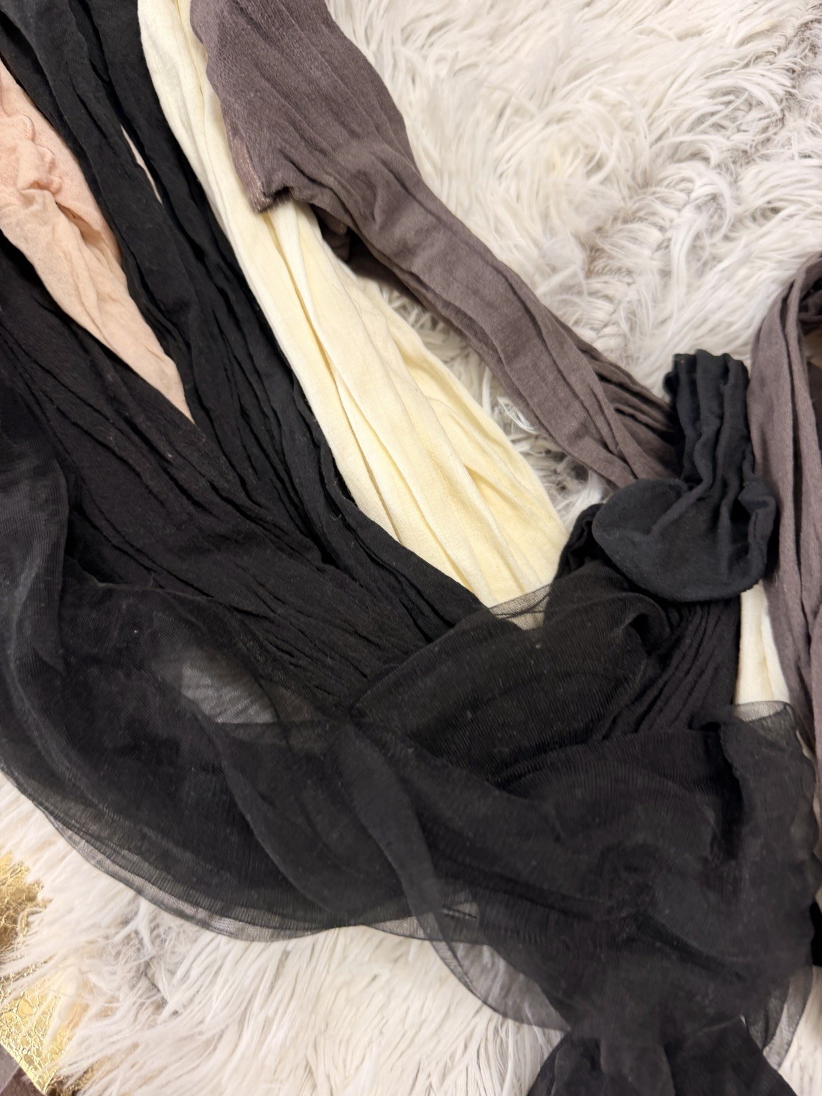 LOT PANTYHOSE Vgt 6 Pair Pinkish Nude Flesh Brown Black Hosiery Craft Wear Used