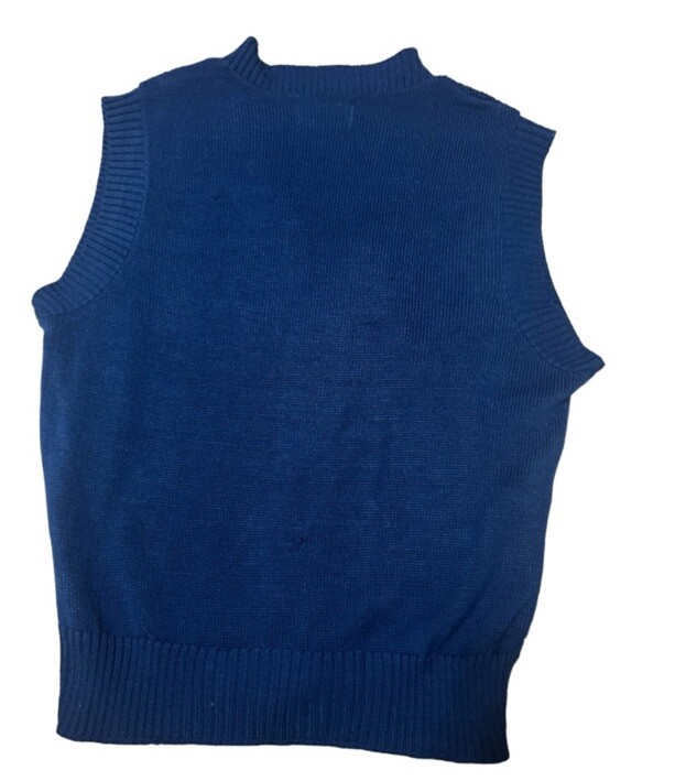 1970’s Kenneth Too! Blue Knit Sweater Vest, Button Down, Approx Size Medium