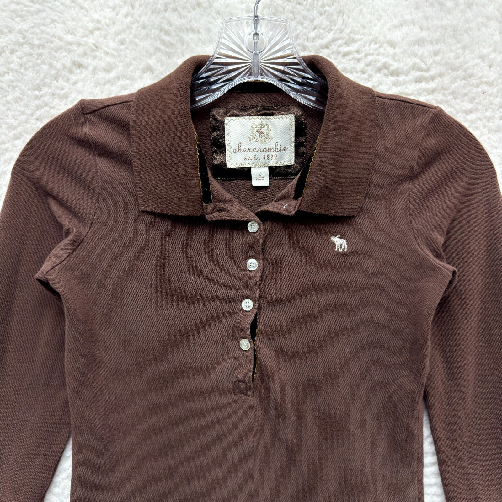 Y2K Vintage Abercrombie Polo Top XS S Brown Bella Swan Fairy Grunge Whimsigoth