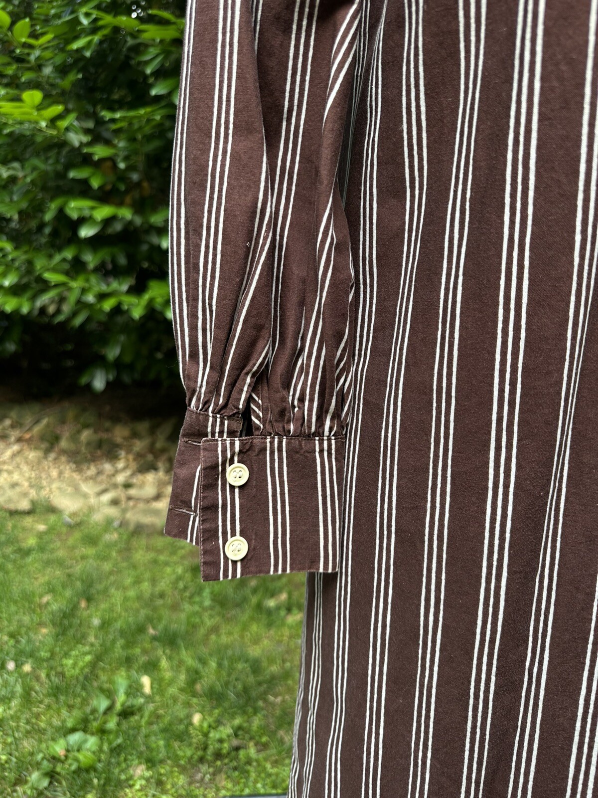 70s Marimekko Design Research Striped Shirtwaist Dress with Pintucks Small