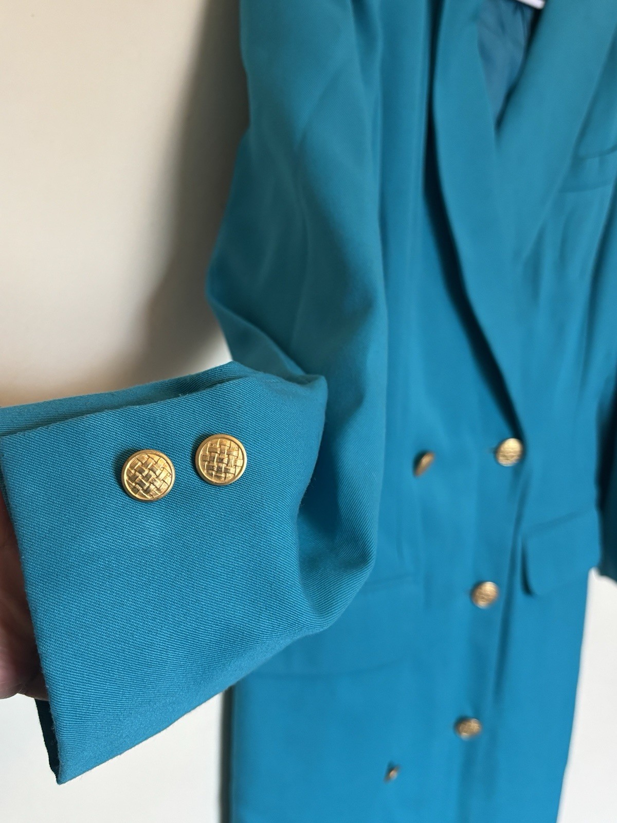 Vtg 80s Kasper Double Breasted Blazer Dress Sz 10 Gold Buttons Corpcore Office