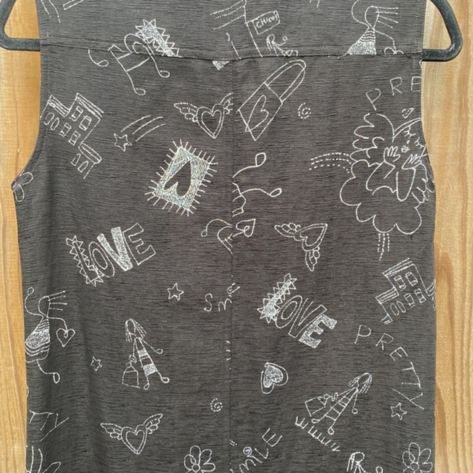 Vintage Chico’s Design Silk Linen Doodle Artsy Dress