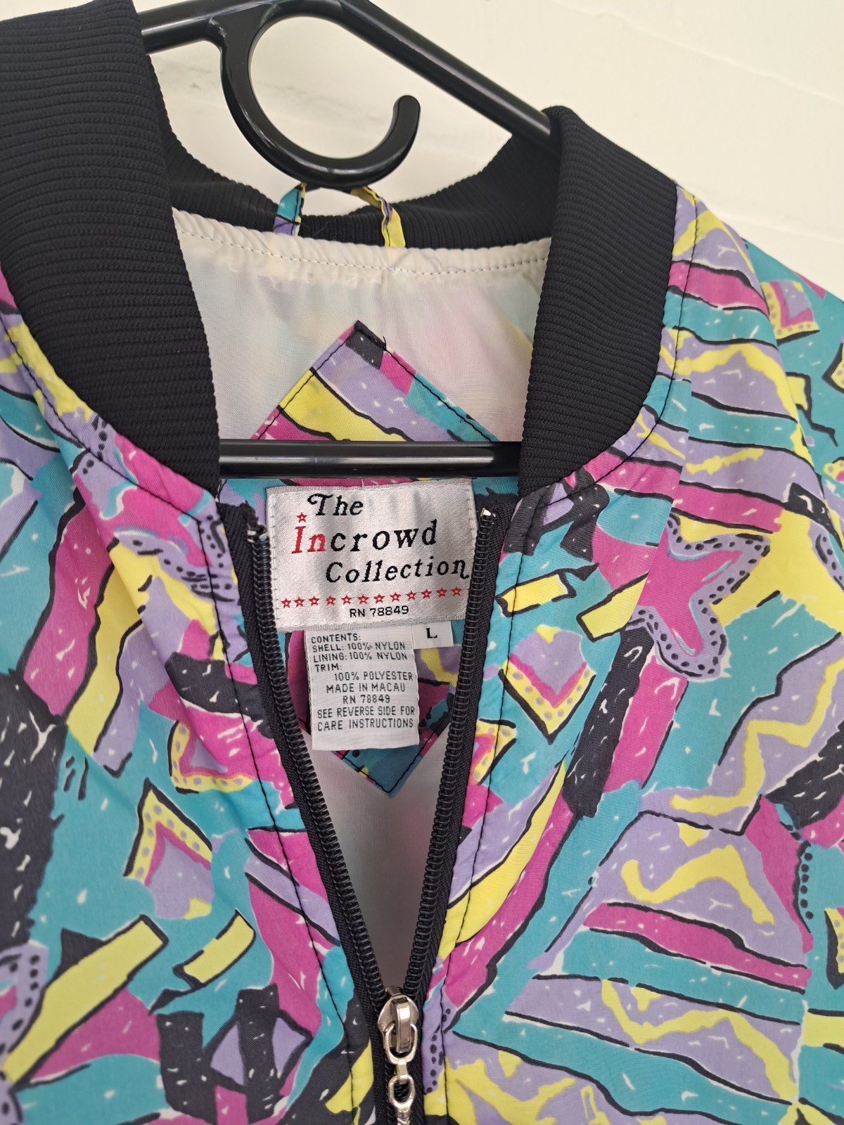 Vintage Windbreaker Bomber 1980s Stranger Things Womens Large Incrowd Collection