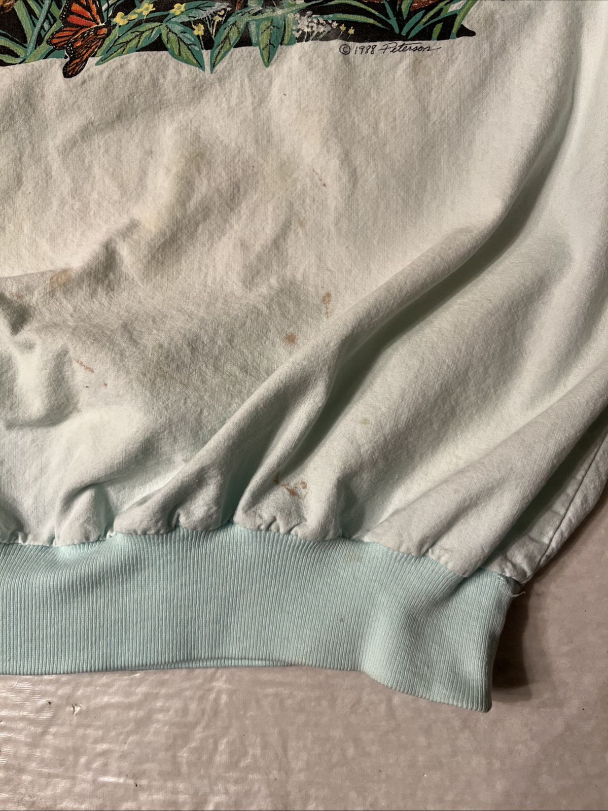 vtg Birds Nature Granny Core sweatshirt sweater crewneck pullover blue womens S
