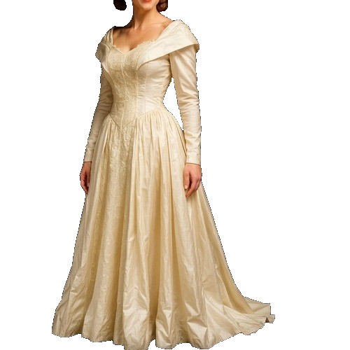RARE 1940s HANDMADE IVORY SATIN & LACE BRIDAL GOWN HOLLYWOOD GLAMOUR LONG SLEEVE
