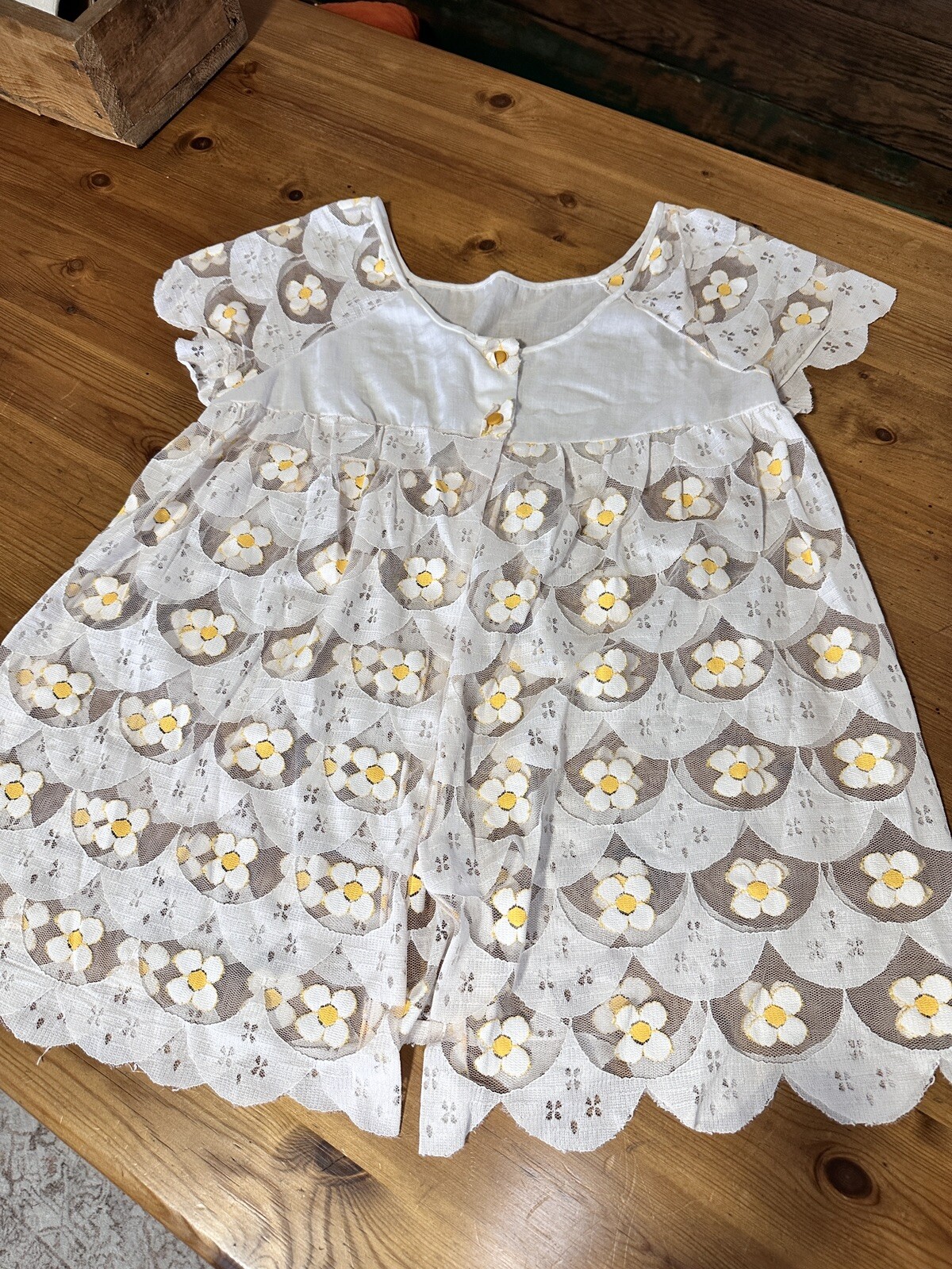 Vtg 60s Lingerie Sheer Lace Babydoll Negligee Teddy Shirt Flower Floral White