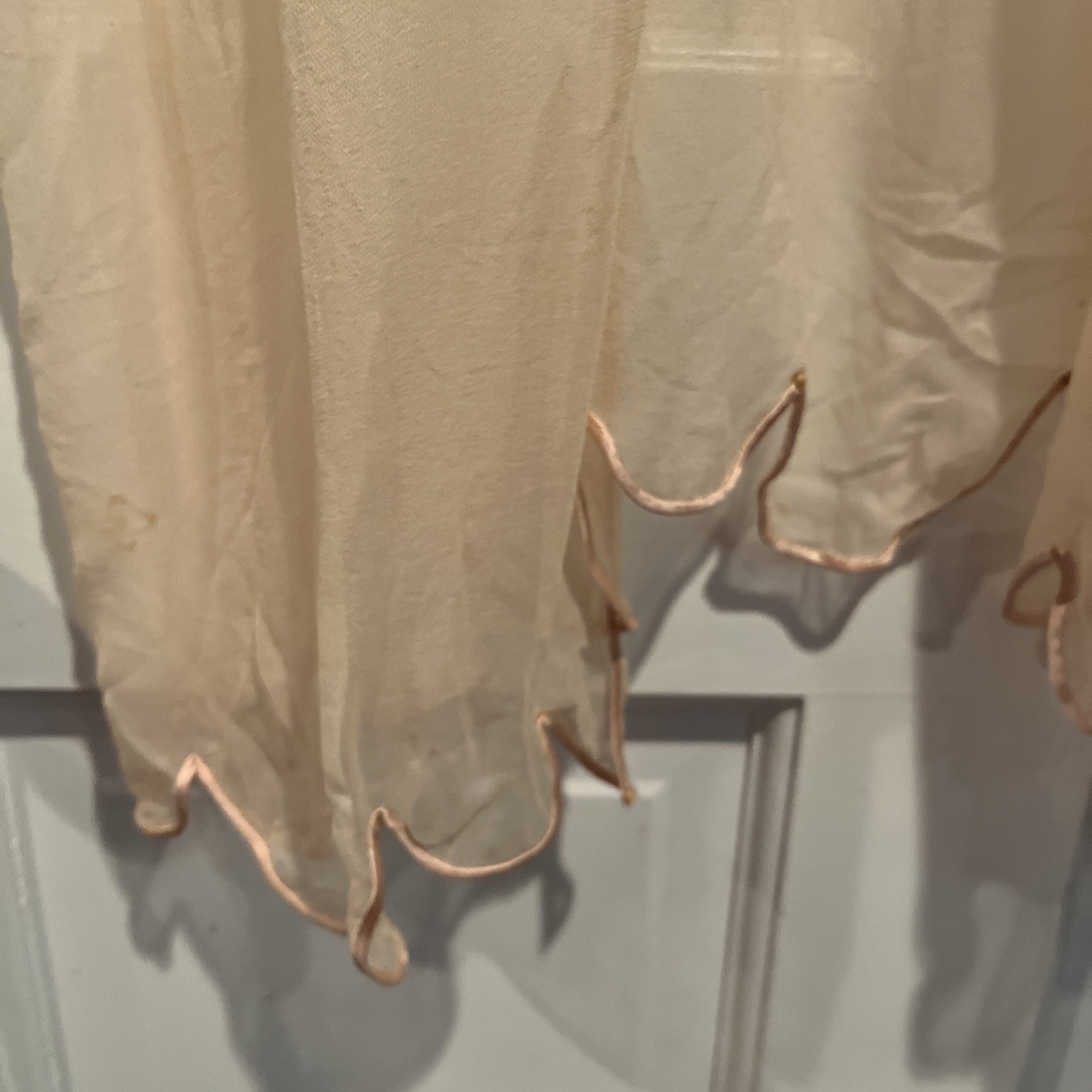 Antique 1920s Pink Silk Chiffon Peignoir Dressing Robe Satin Art Deco Lingerie