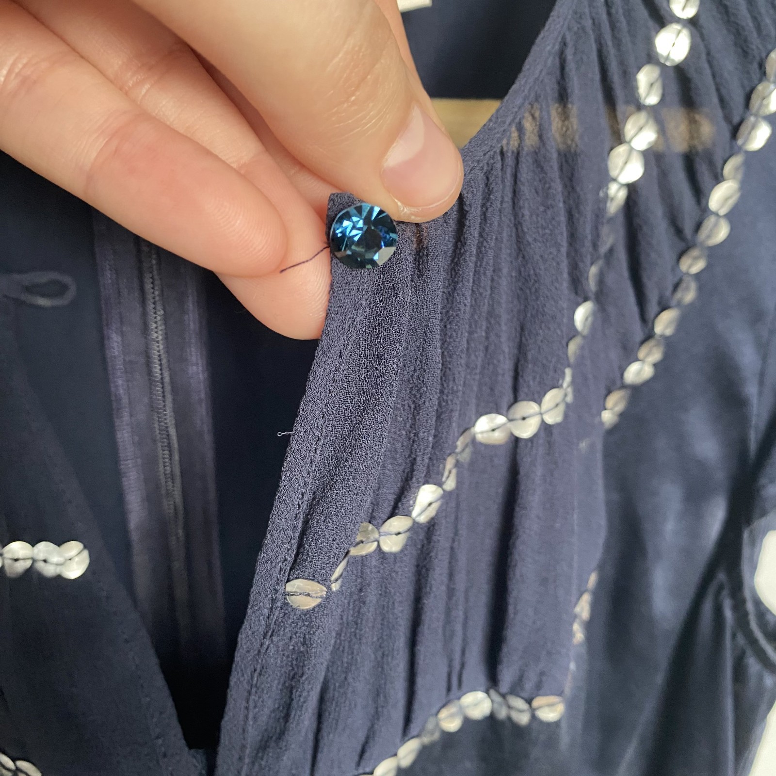RARE Blue Silk Blouse ASO Holly Marie Combs as Piper Halliwell in Charmed Size 6
