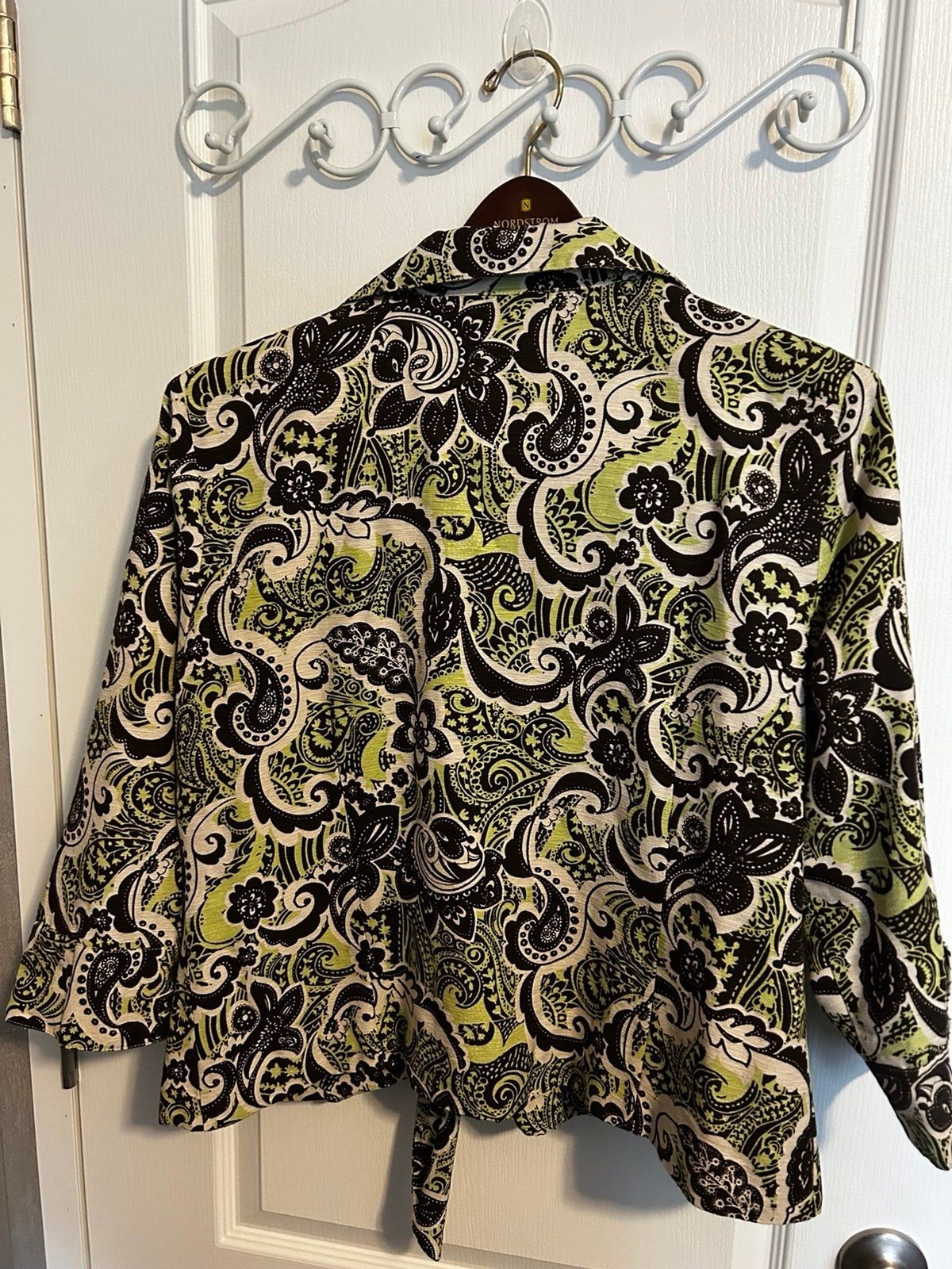 SilkLand Black and Green Paisley Top Size 16