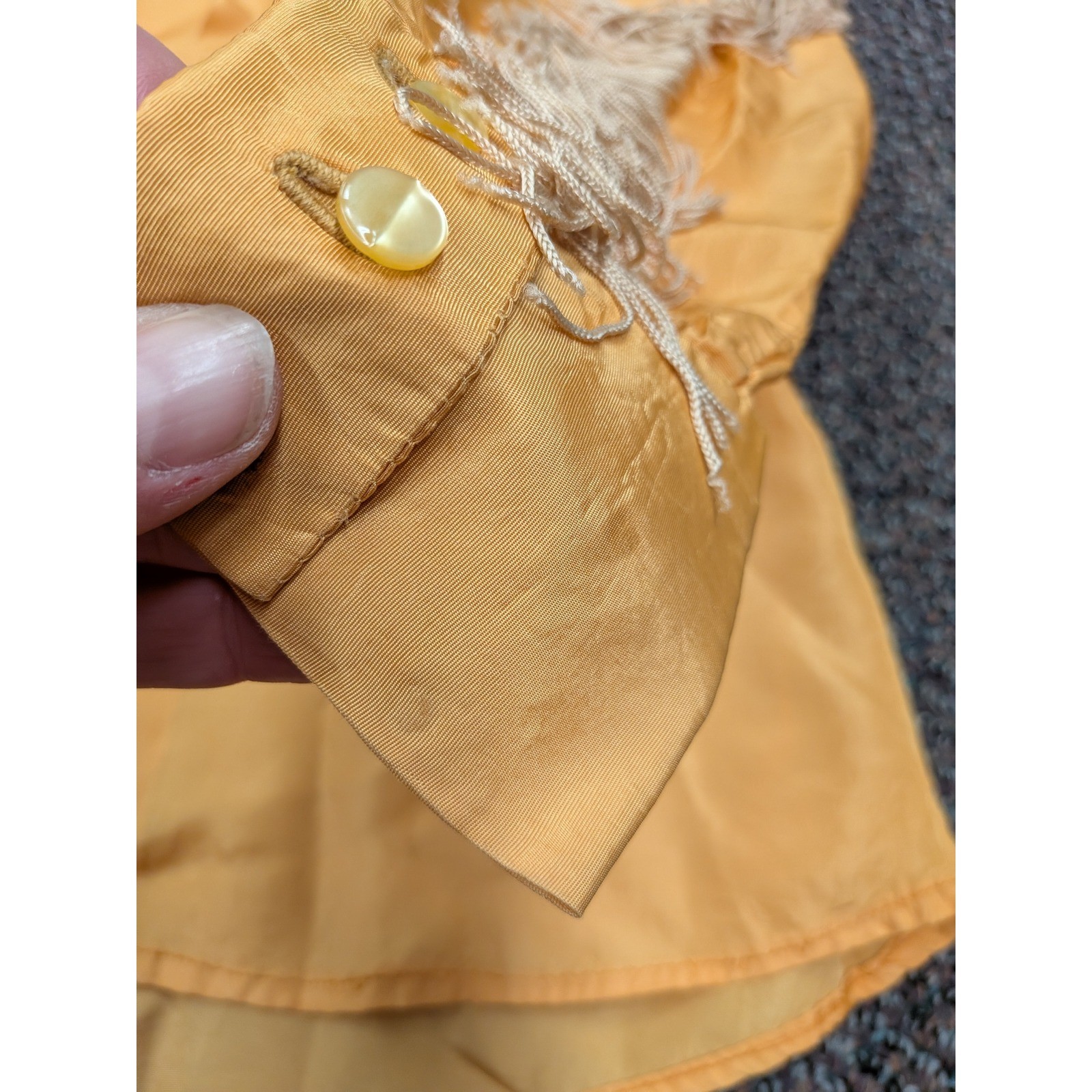 Vintage Western Fringe Shirt Gold Yellow Long Sleeve Button Down Rodeo Boho S/M