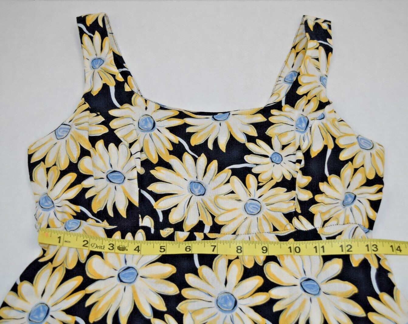 Vintage Sundress Rampage Size 5 90s Yellow Daisies Rayon Back Zip