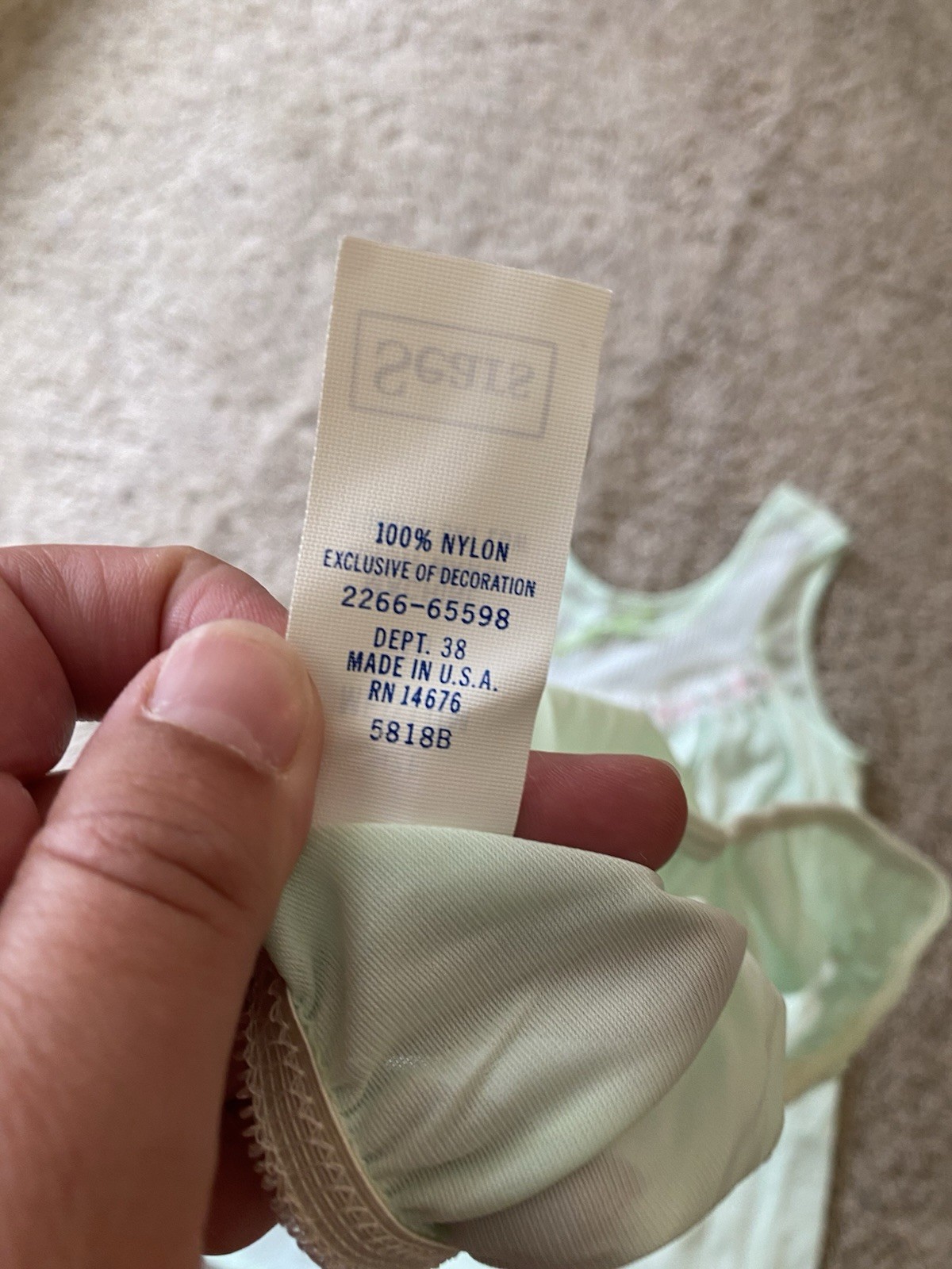 VTG Sears Mint Green Nightgown Babydoll Lingerie Matching Panty Set Sz Medium 36