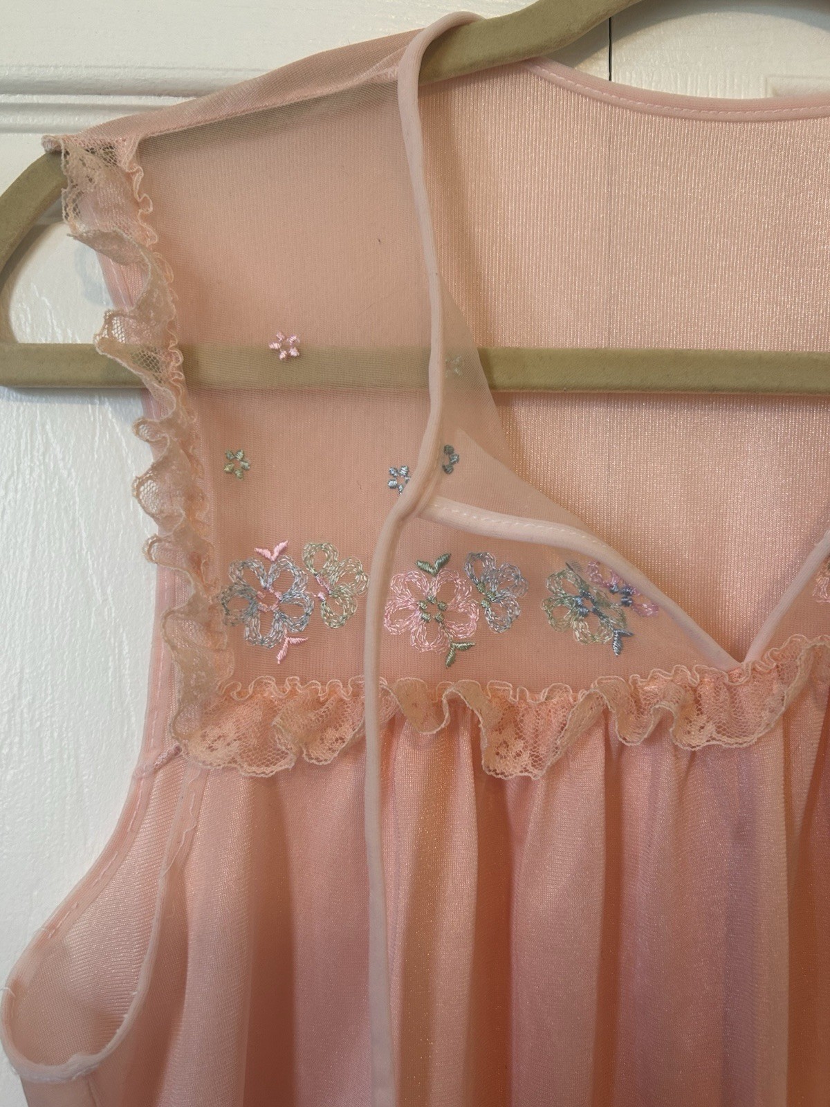 Vintage 1970s Peach Slip Dress Festival Wear