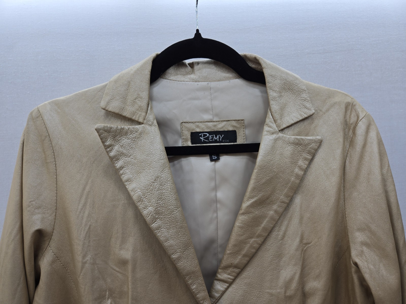 Vintage Remy Usa Leather Gold Jacket Beige Sz S Blazer Soft Womens