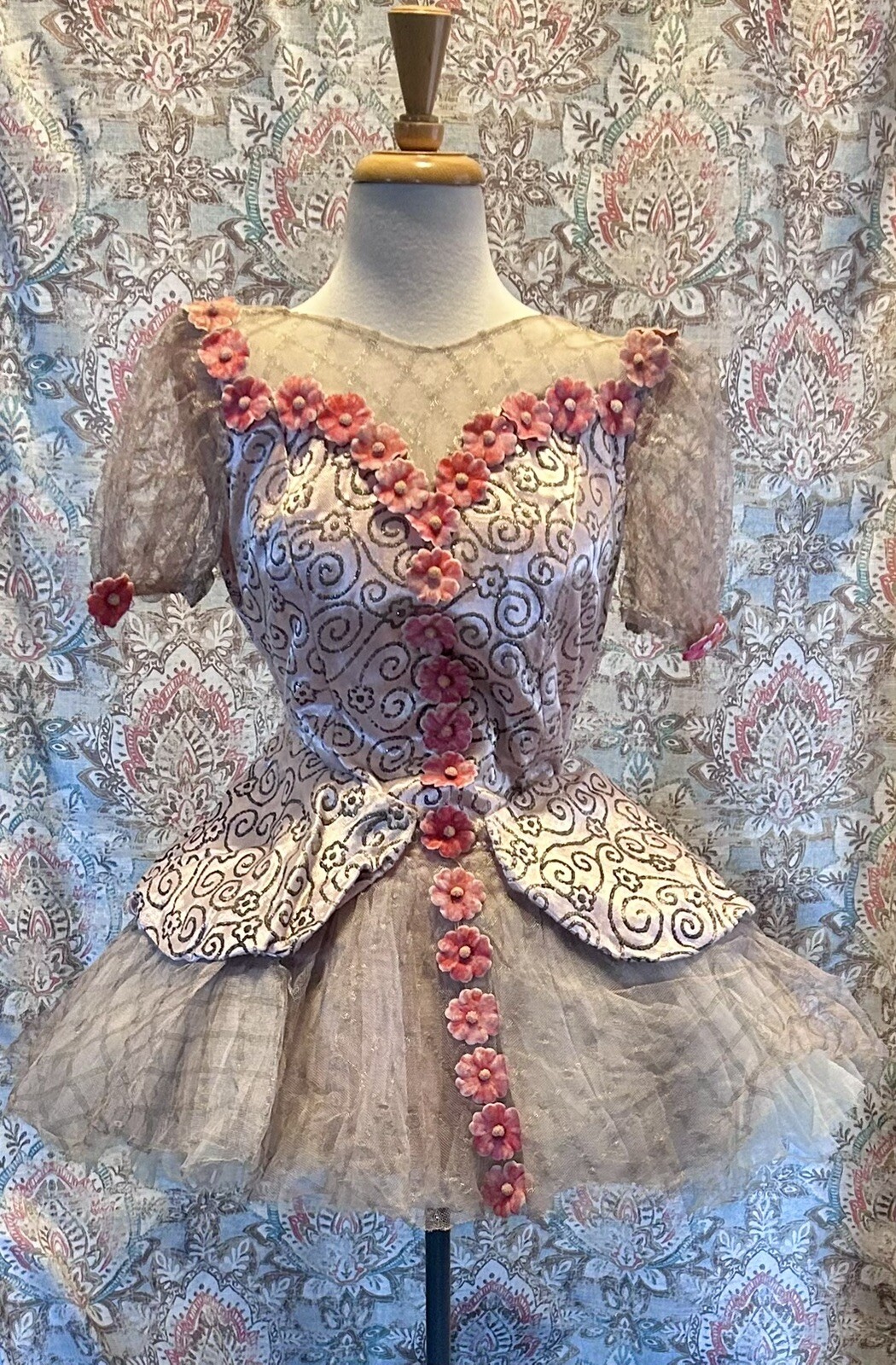 Antique 1930s Ballerina Dance Costume – Pink Floral Tulle