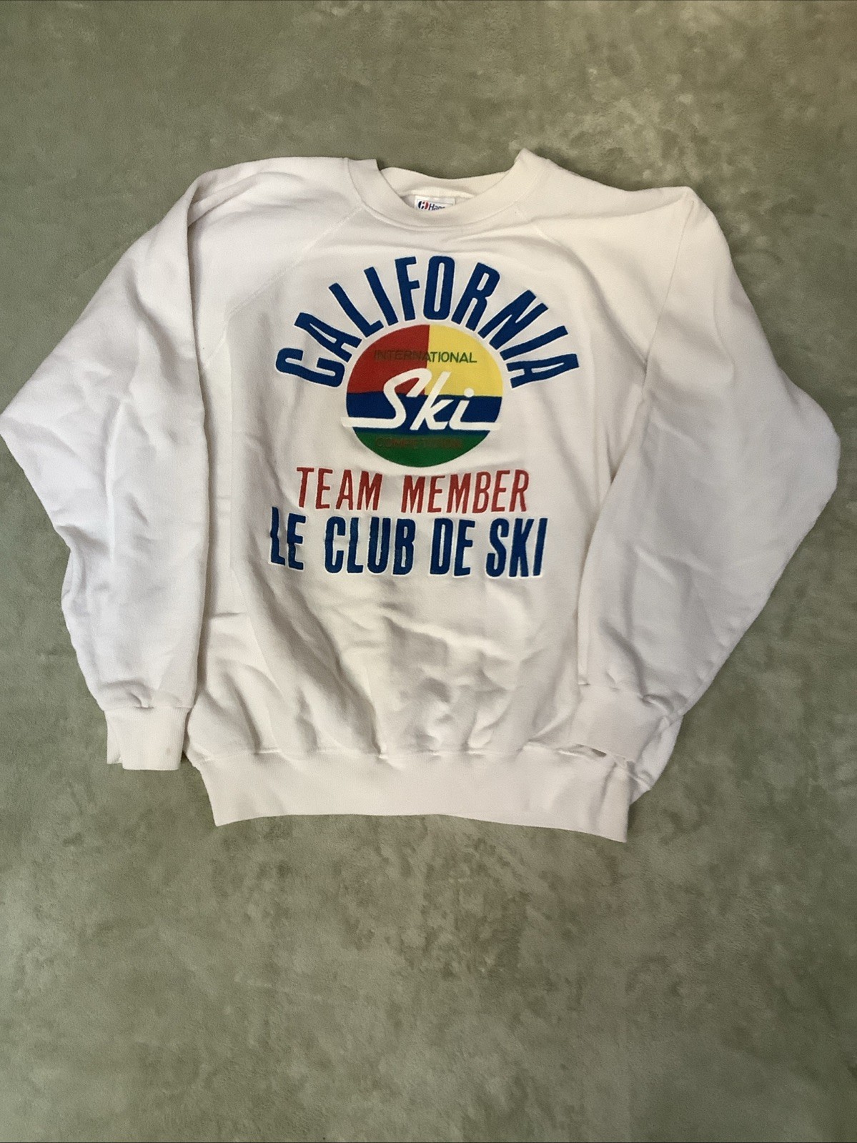 Hanes Vintage California International Ski White Women’s XL Made In USA Sweater