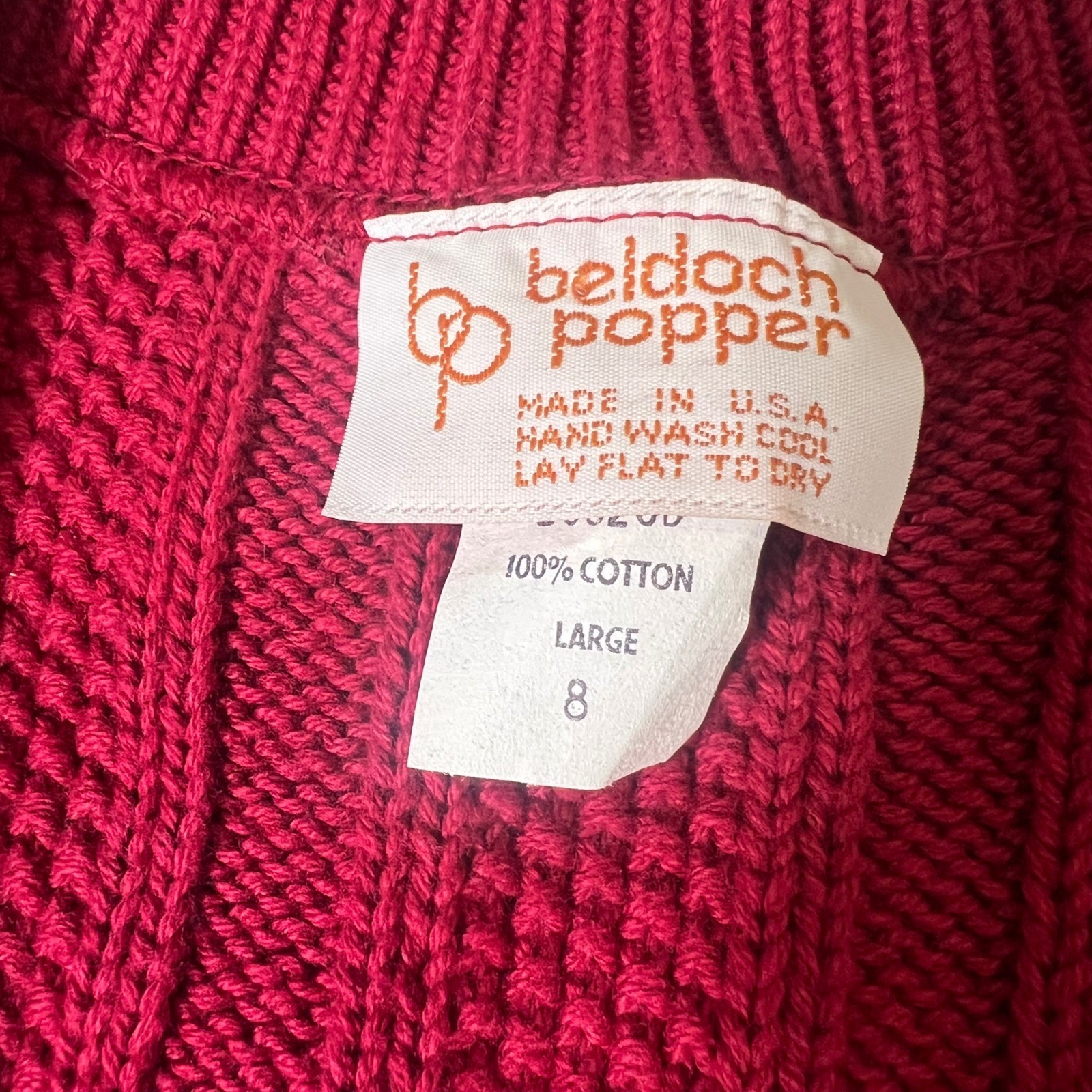 Vintage Beldoch Popper Red Cable Knit Button Front Sweater Vest Large 8 NWT
