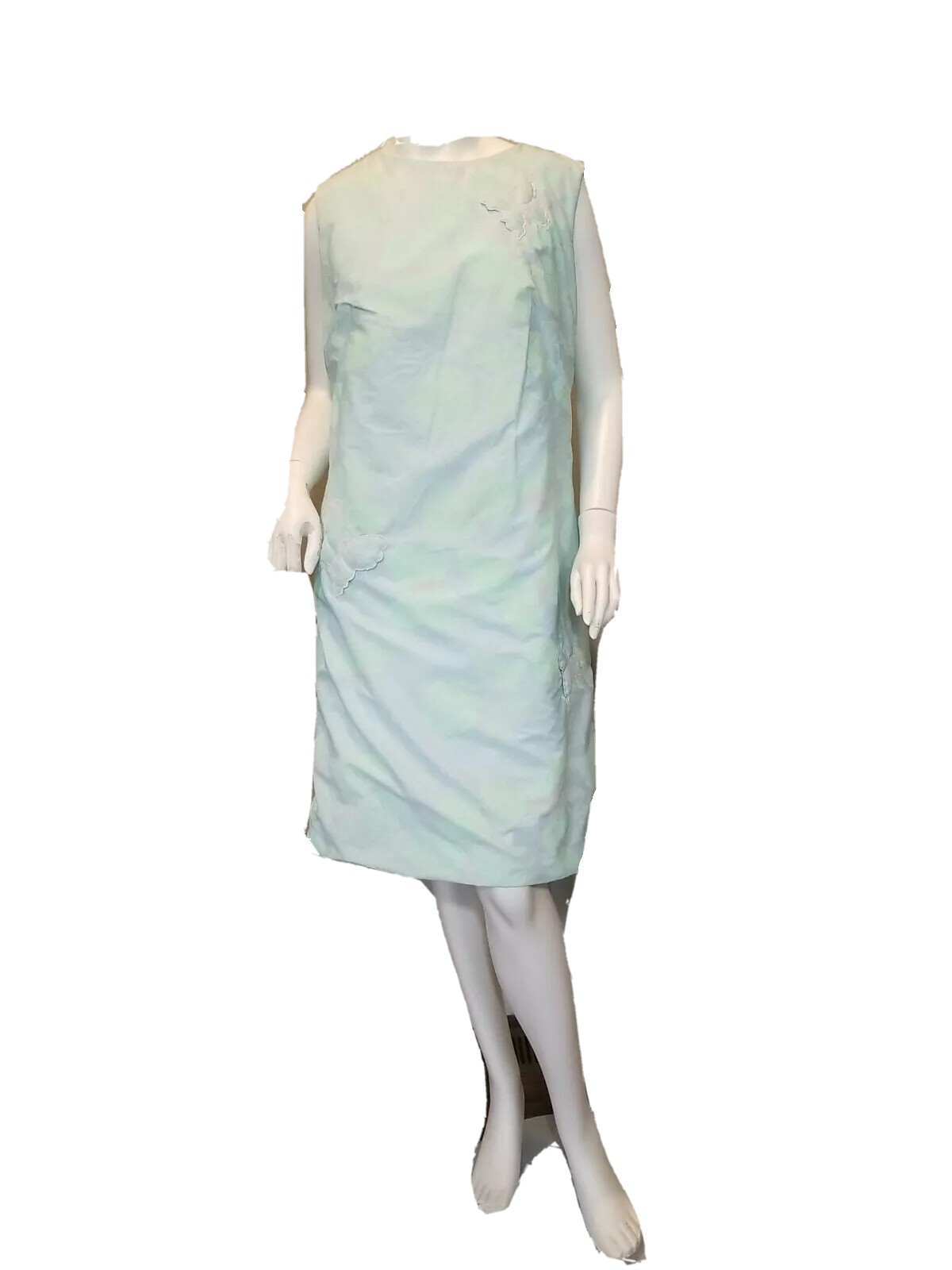 Vtg Shifts Internationale of Miami Blue Applique Butterflies Shift Dress Sz M?