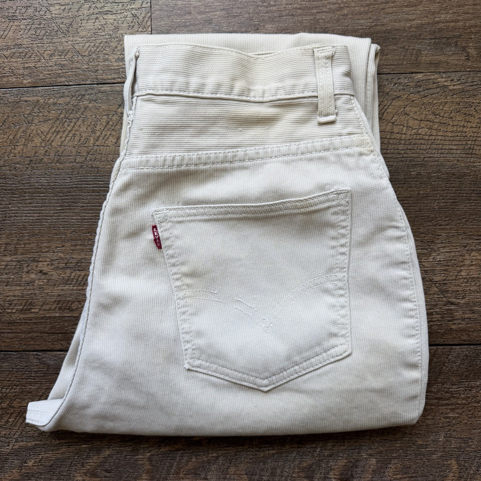 Vintage 1960’s Womens Size 27” Levis Big E White Distressed Talon 42 Zip Jeans