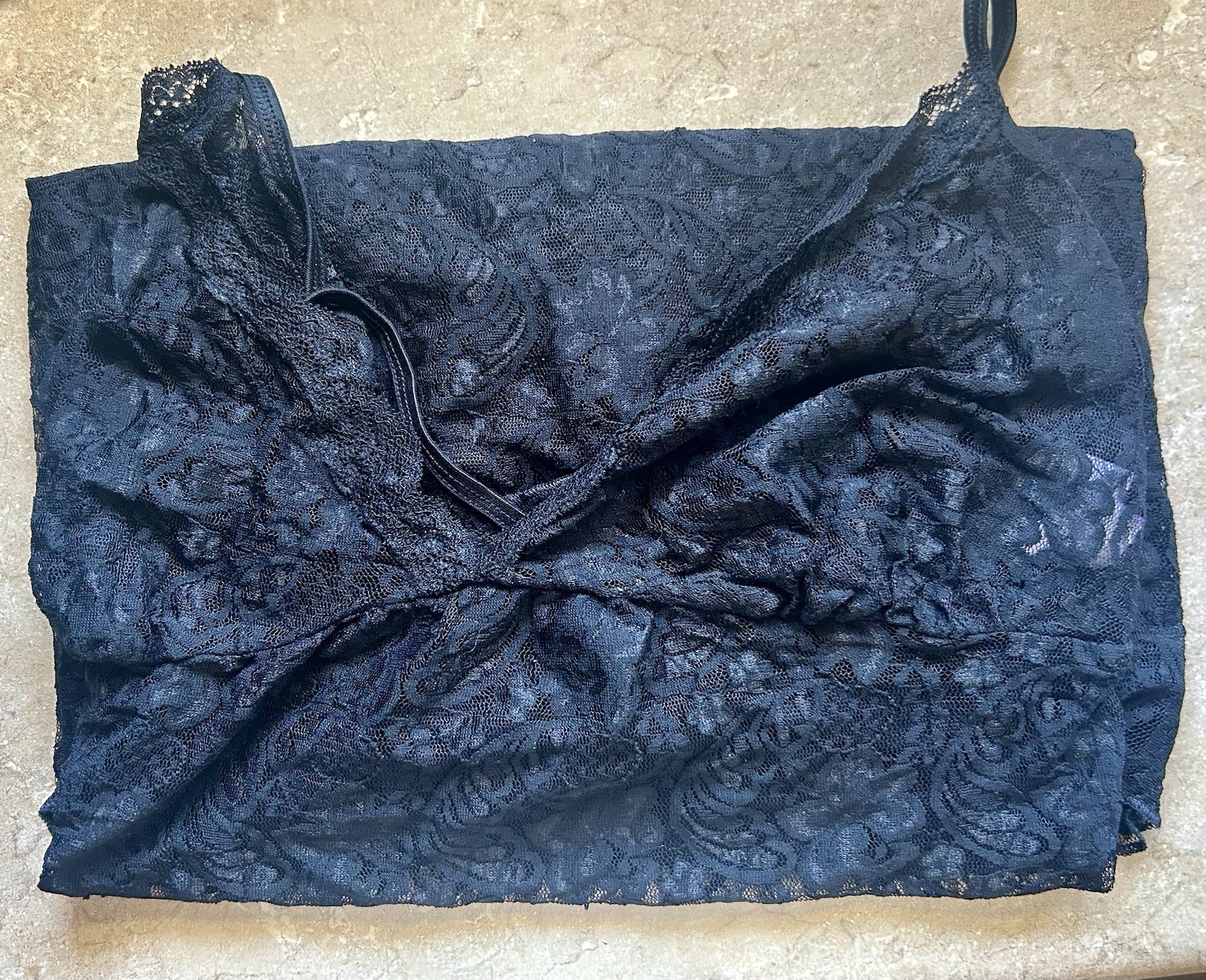 Vintage Secret Treasures Black Lace Sheer Nightie Nightgown 2X 18W -20W
