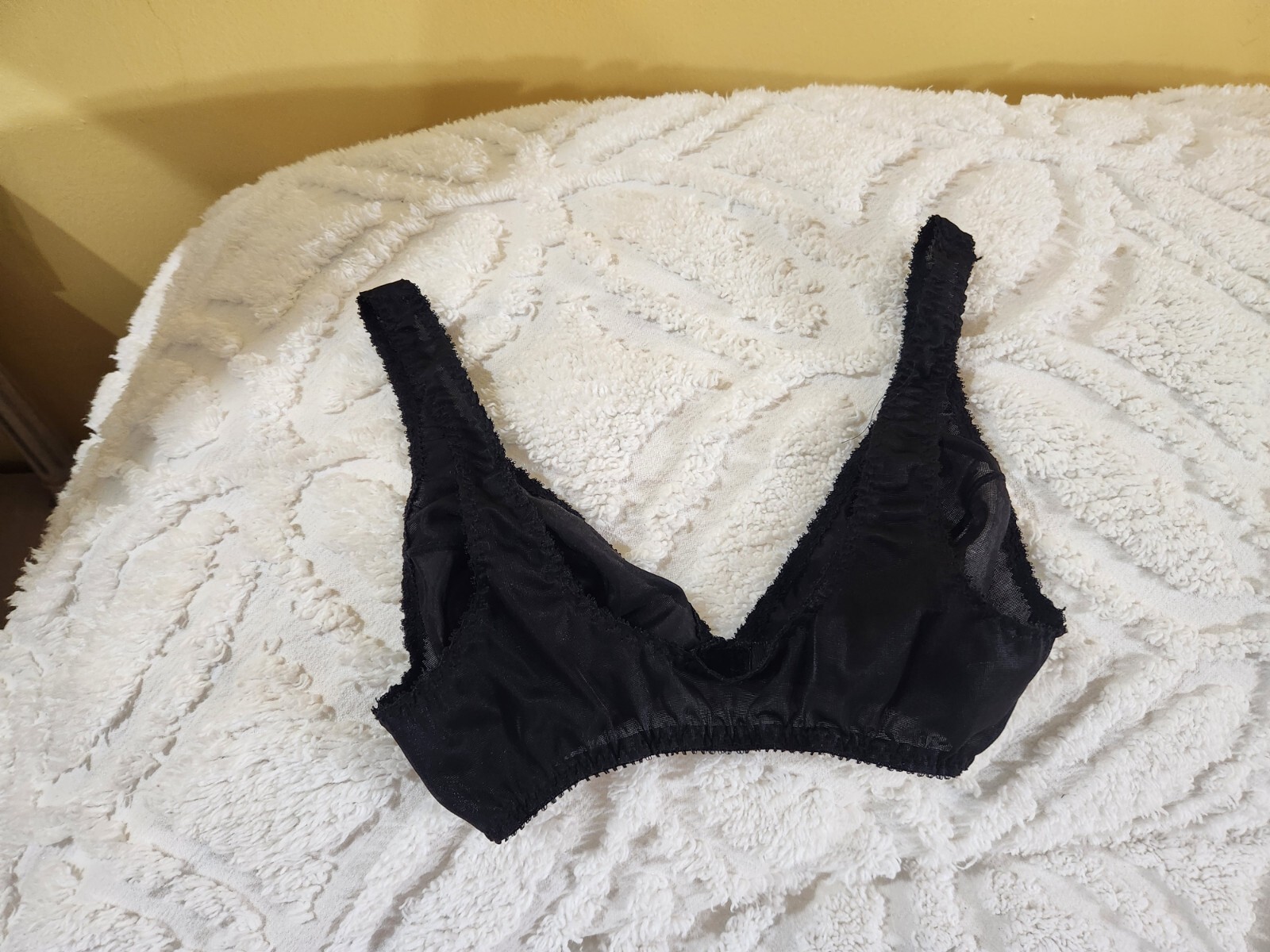 Vintage Adonna Bra 34 Black Nylon Adjustable Strap Front Closure Sheer – Tiny