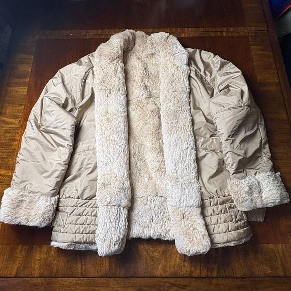 Vintage Genuine Rabbit Fur Coat Jacket Beige Hong Kong Womens Small