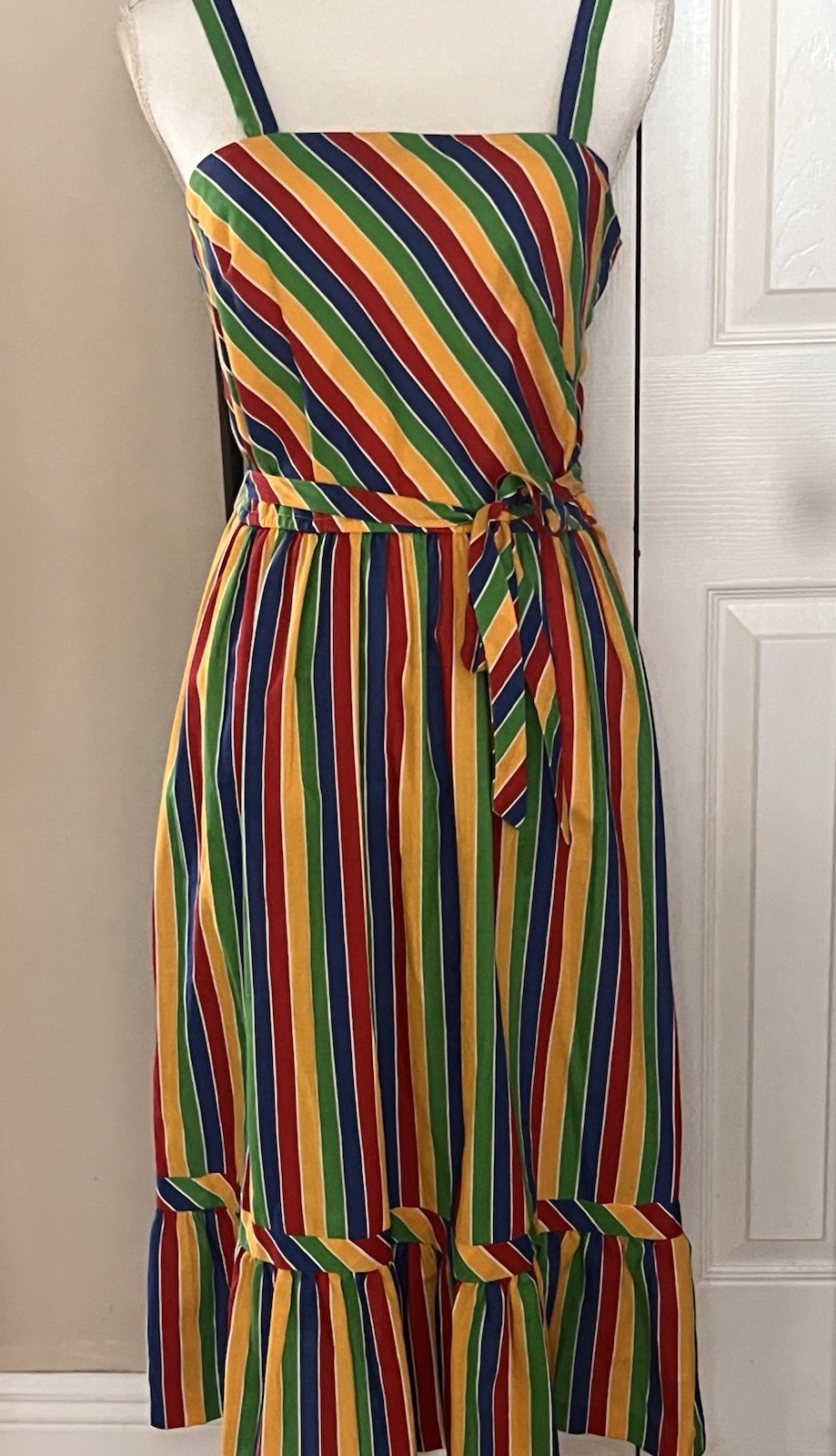 Vintage Serbin by Marianne Retro 80s Rainbow Gum Primary Midi Dress