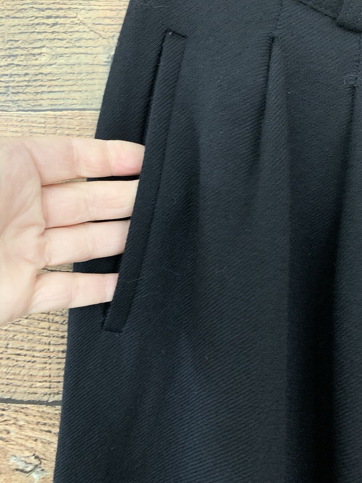 Vintage Alanni Black Wool Pleated Lined Trousers Size 12 Cozy