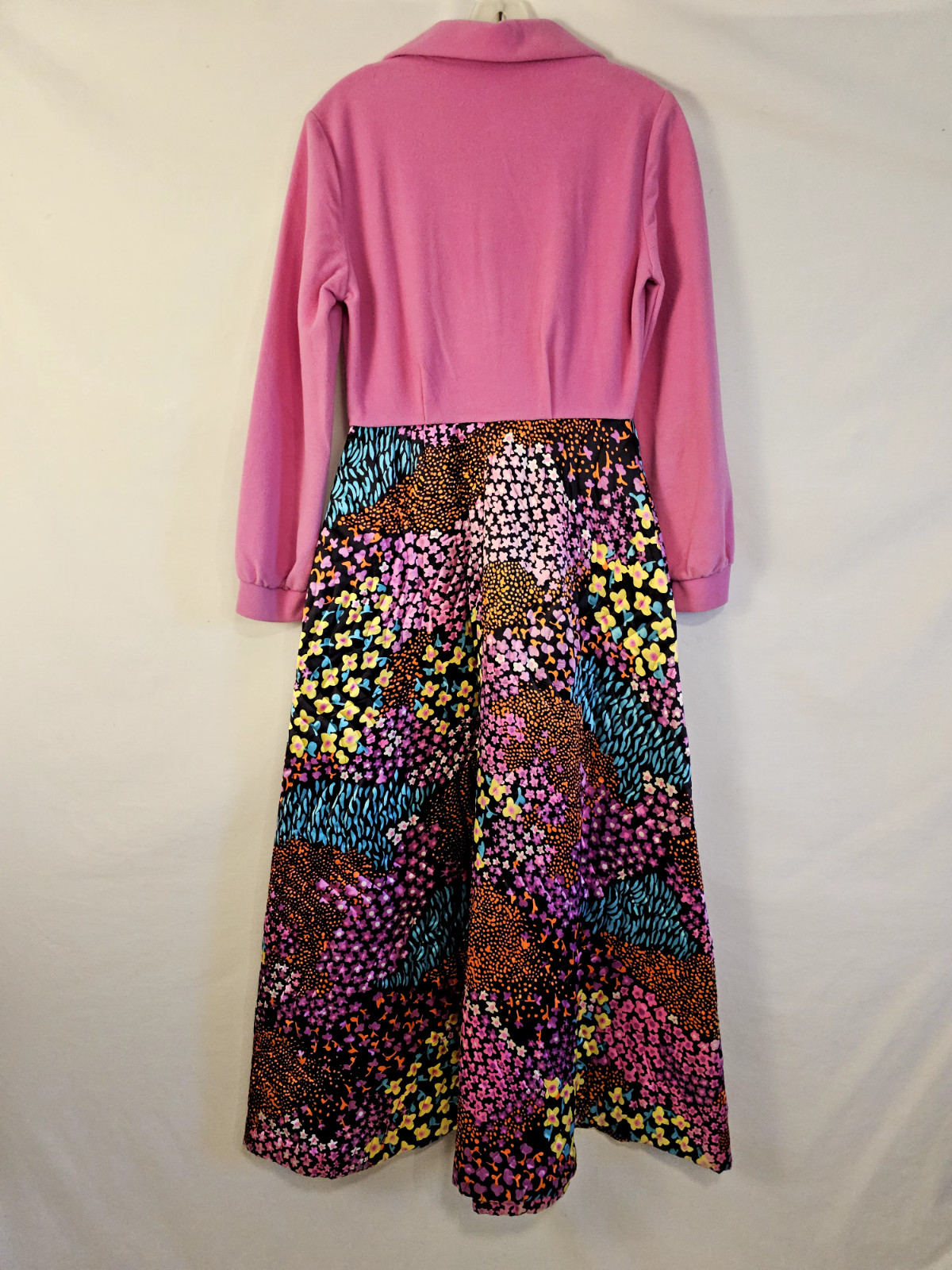 Evelyn Pearson Vintage Lounging Dress 1970s Pink and Floral Maxi Unique
