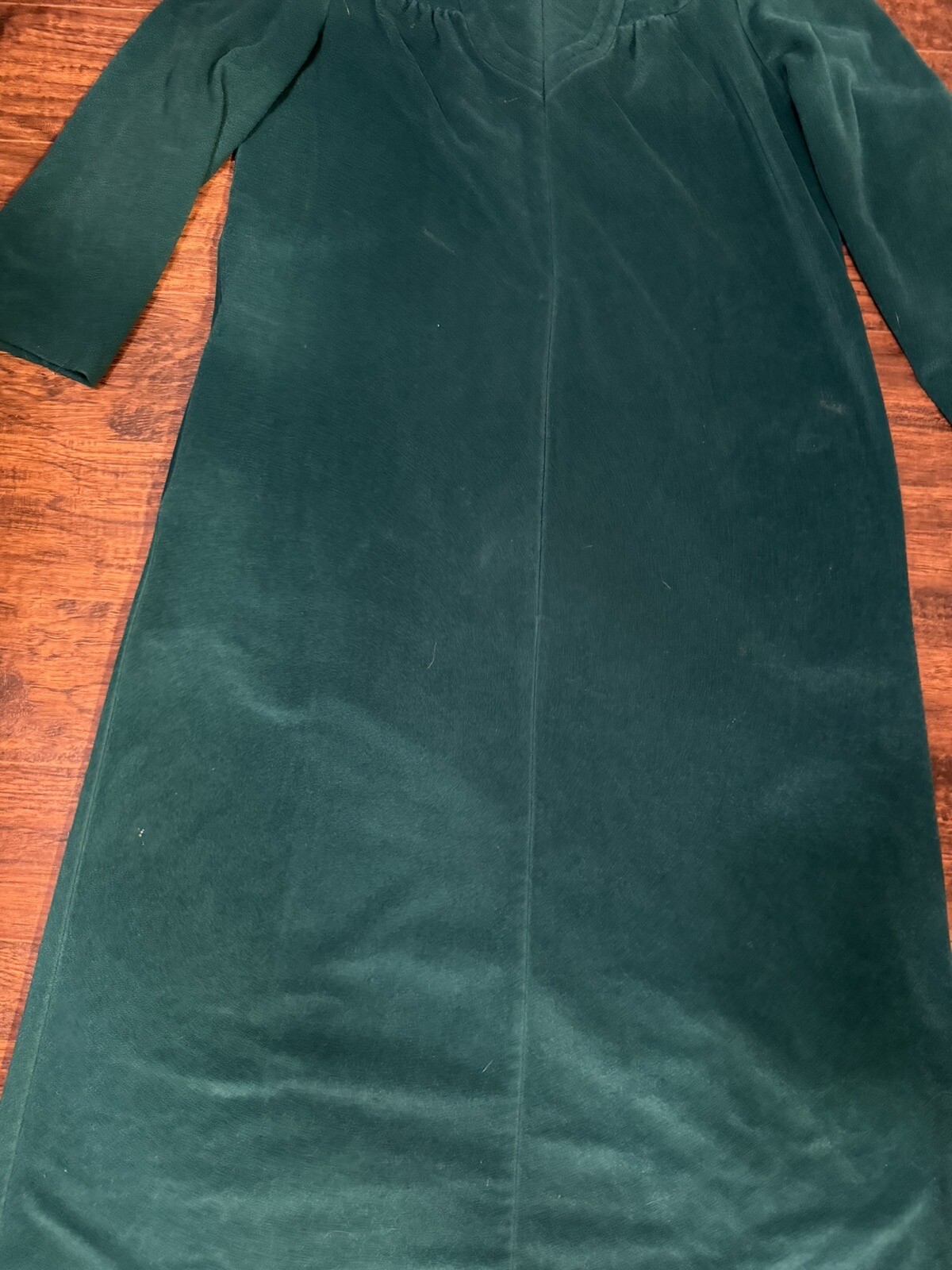 VTG VANITY FAIR Robe Housecoat Gown Half Zip Green Velvet Retro Sz:14