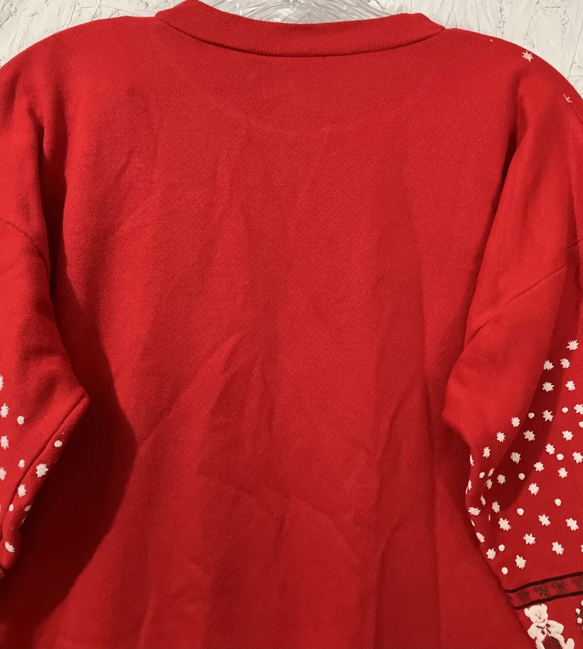 Vintage Sky Lite 80s Red Teddy Bear Christmas Crewneck Sweater Glitter Size M