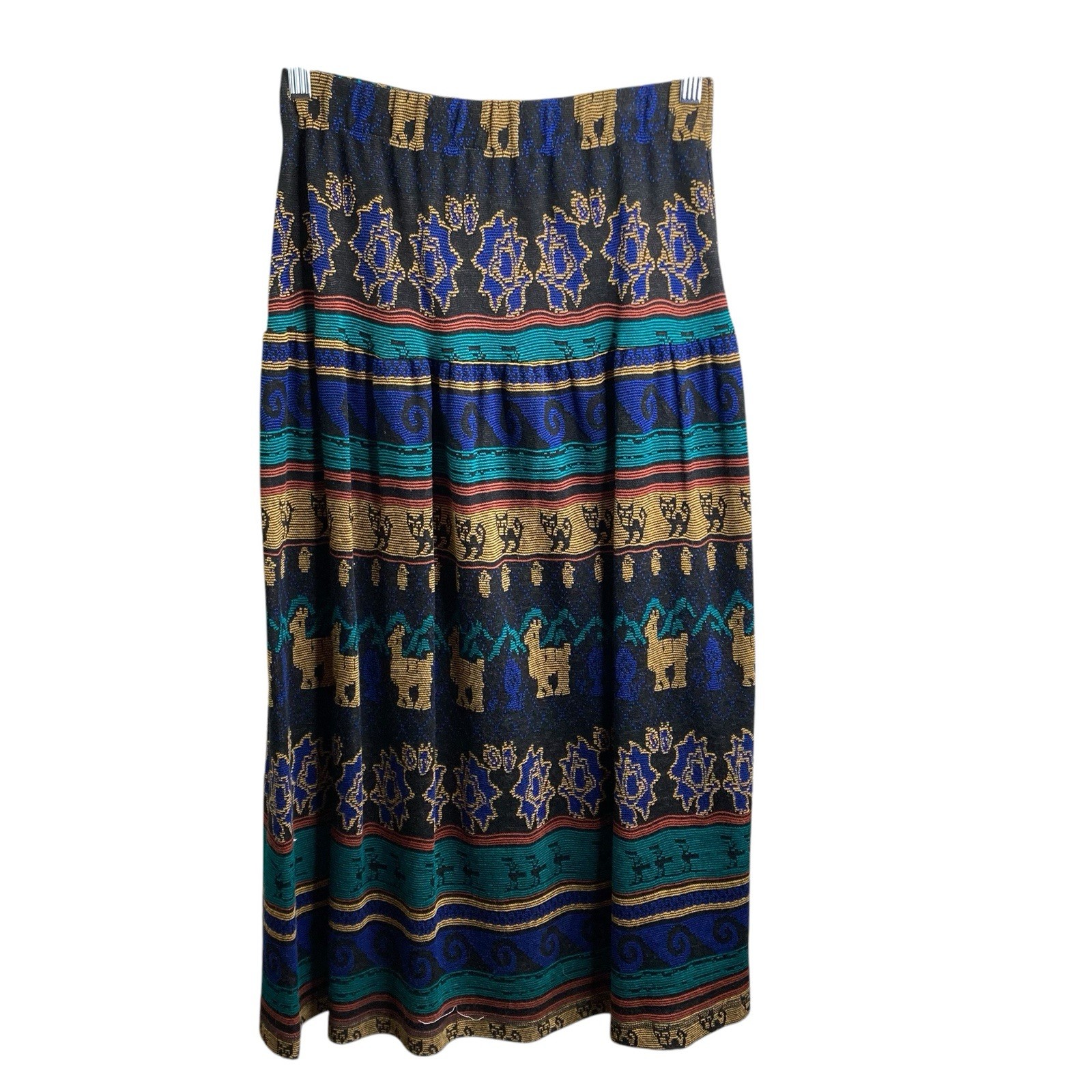 VTG 80s Melrose Knits By Christian De Castelnau Aztec Vest Skirt Set Size S/M