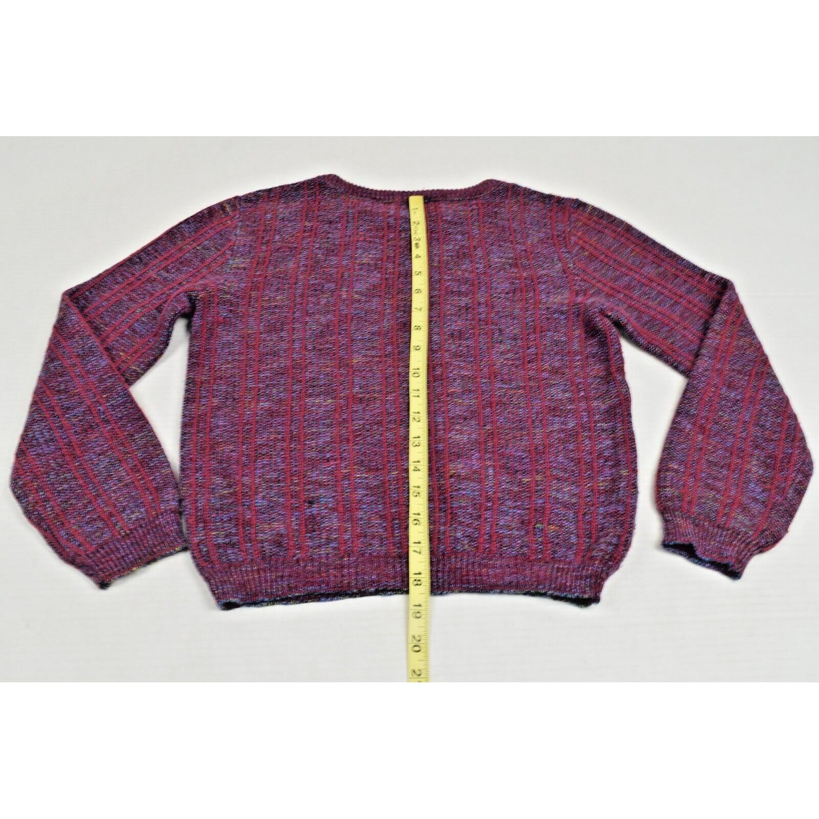 Vintage Sweater Devon Size S 80s Fuschia Blue Interwoven Knit Made USA