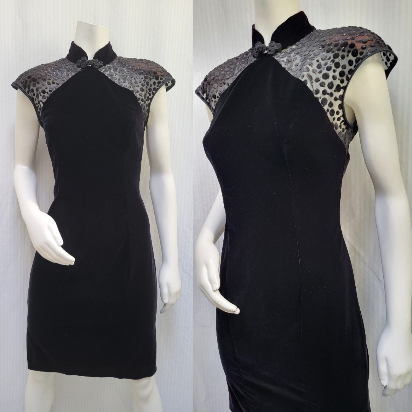 Vintage 1980s Niki Originals Black Velvet Dress – Size S/M – EUC