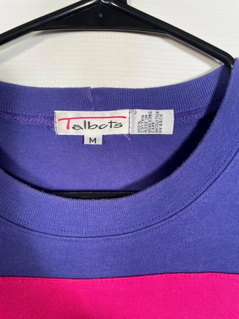 Vintage 1980s Jewel Tone All Cotton Color Block Tshirt Size M