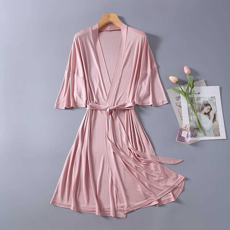 100silk Pajamas Women’s Thin Nightgown V-neck Tie Loungewear Nightdress Bathrobe