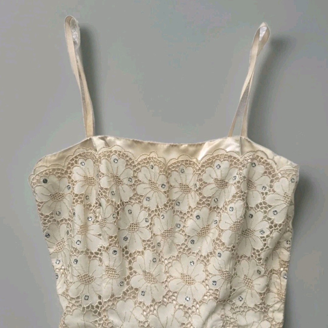 Vtg 50s Tulle & Sequin Party Dress By Dance Time, XS/2/Juniors, Formal, Bridal