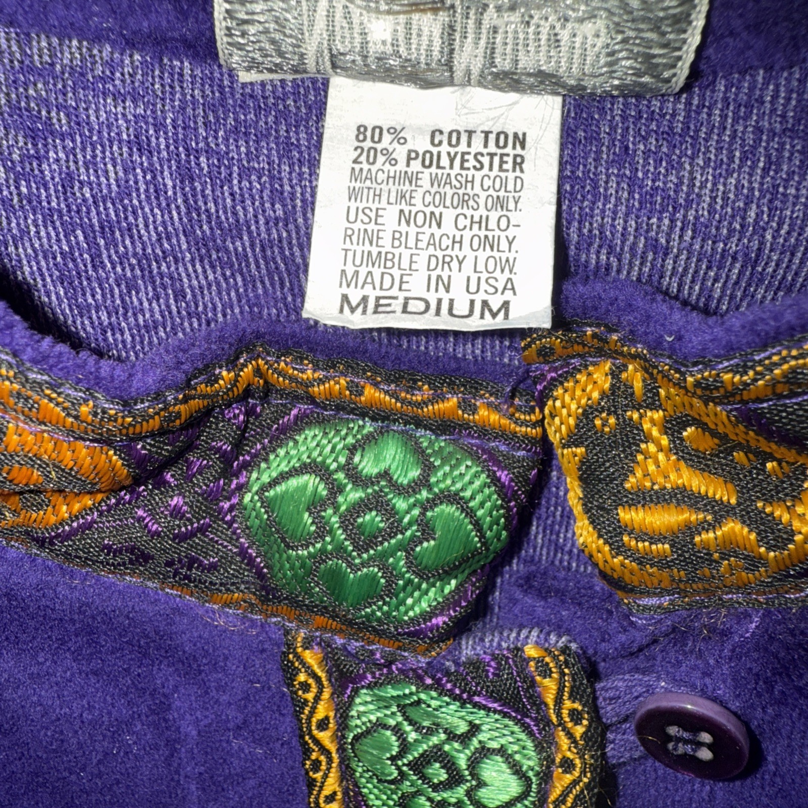 VTG Neiman Marcus velour Plush purple tunic pant suit lounge set size Medium
