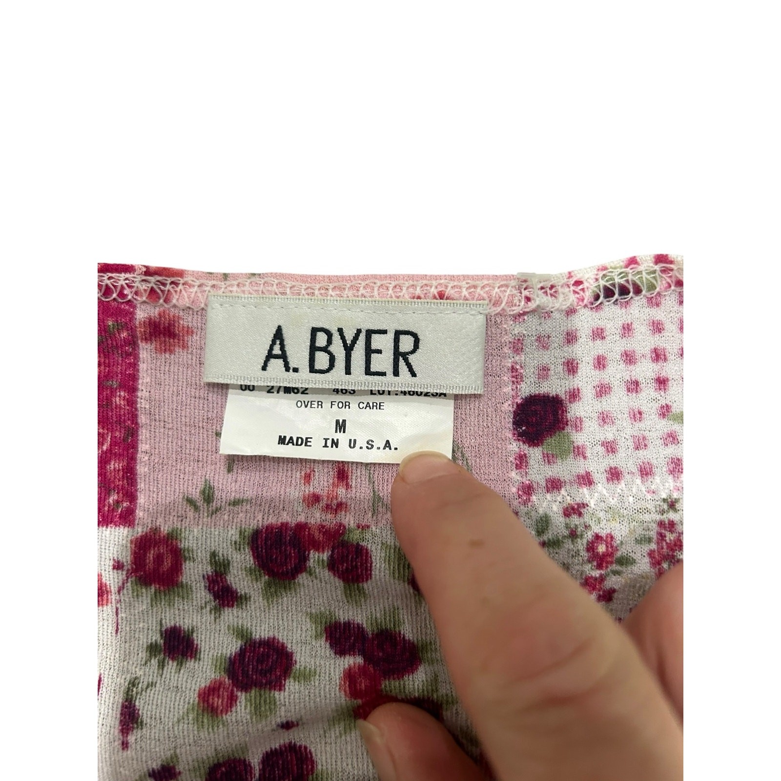 Y2K Pink Patchwork Floral Smocked Crop Top Cottagecore Boho USA Small ^