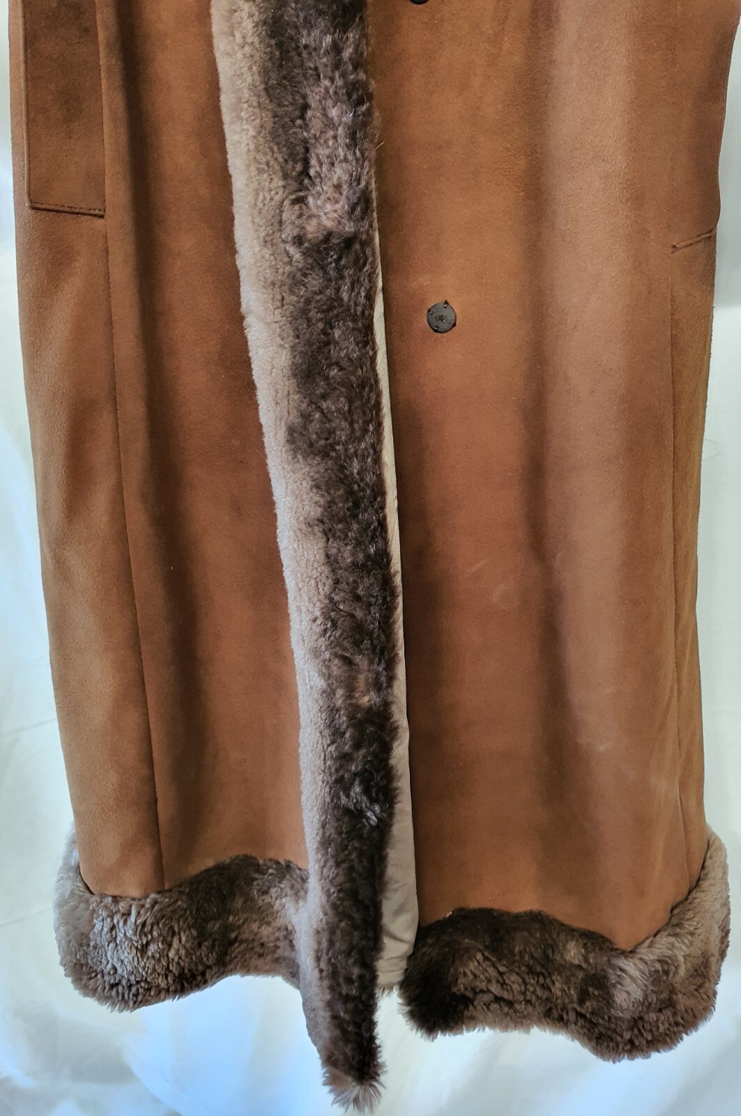 Vintage Lisal Melbourne 1970s Afghan Suede Coat with Lambs Wool Cuffs Collar SzS