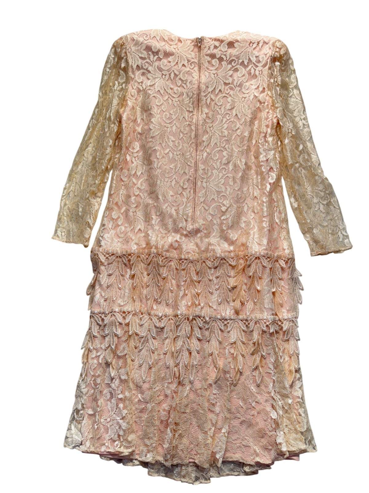 Vintage Blush Lace Tiered Cocktail Dress By Jill Richards Designs #9573